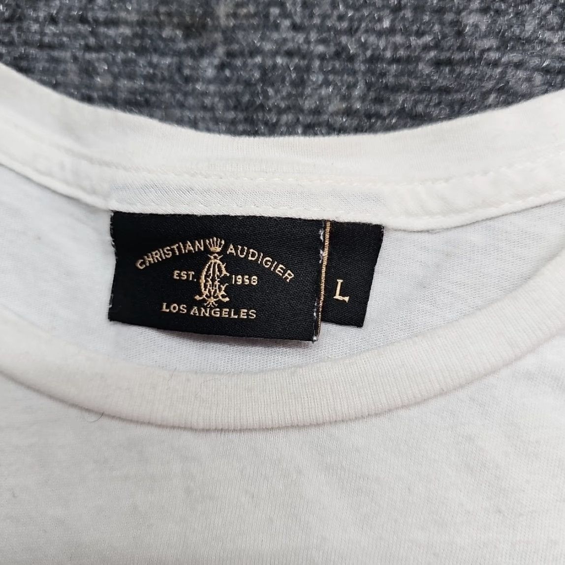 Vintage Christian Audigier Designer Tee Adult Large White Studded Graphic Shirt Men Size US L / EU 52-54 / 3 - 6 Thumbnail