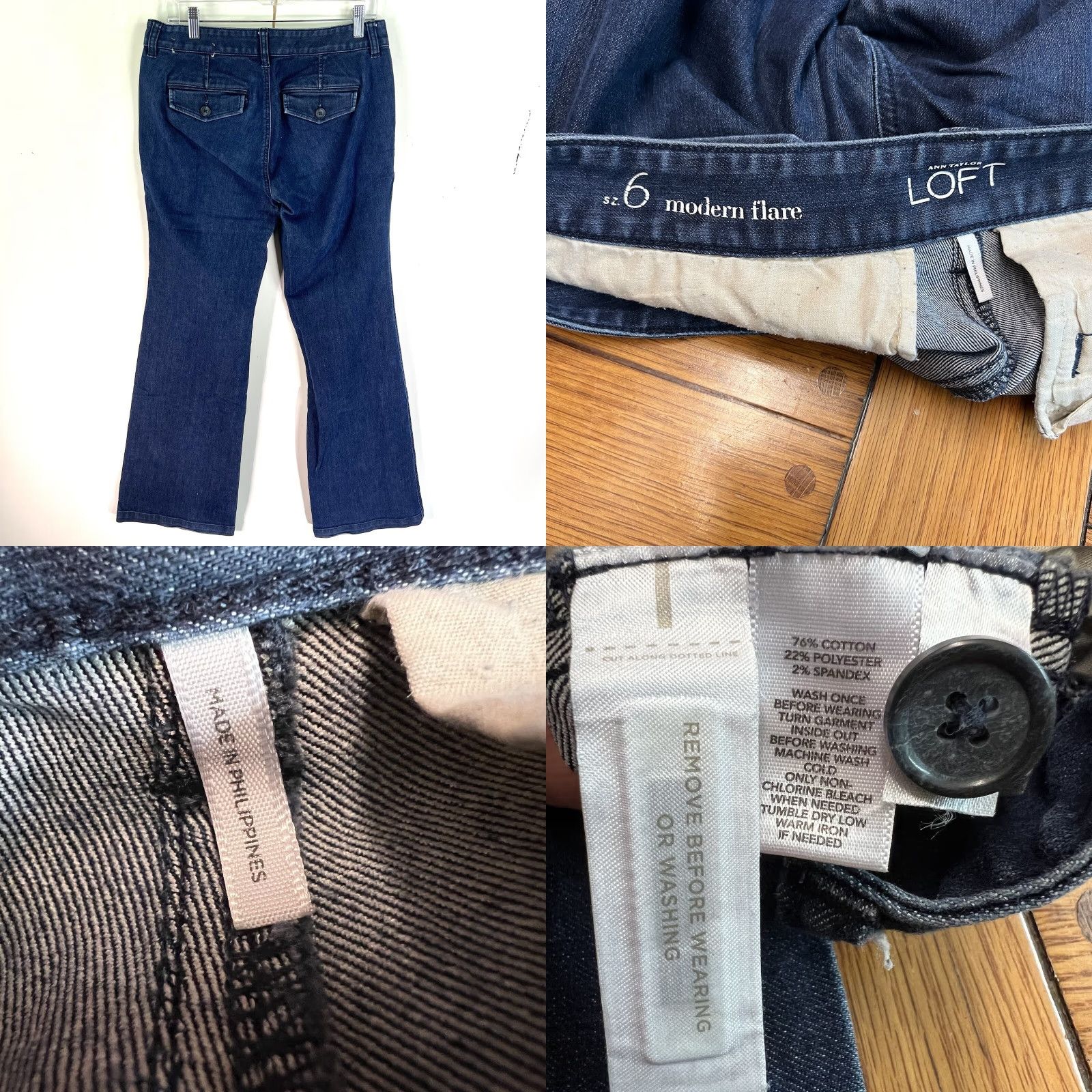 Loft LOFT VTG Denim Jeans Flared 32X33 Blue Stretch 6 Petite Womens Modern 90s Bohemian City Denim Size 28" / US 6 / IT 42 - 8 Thumbnail