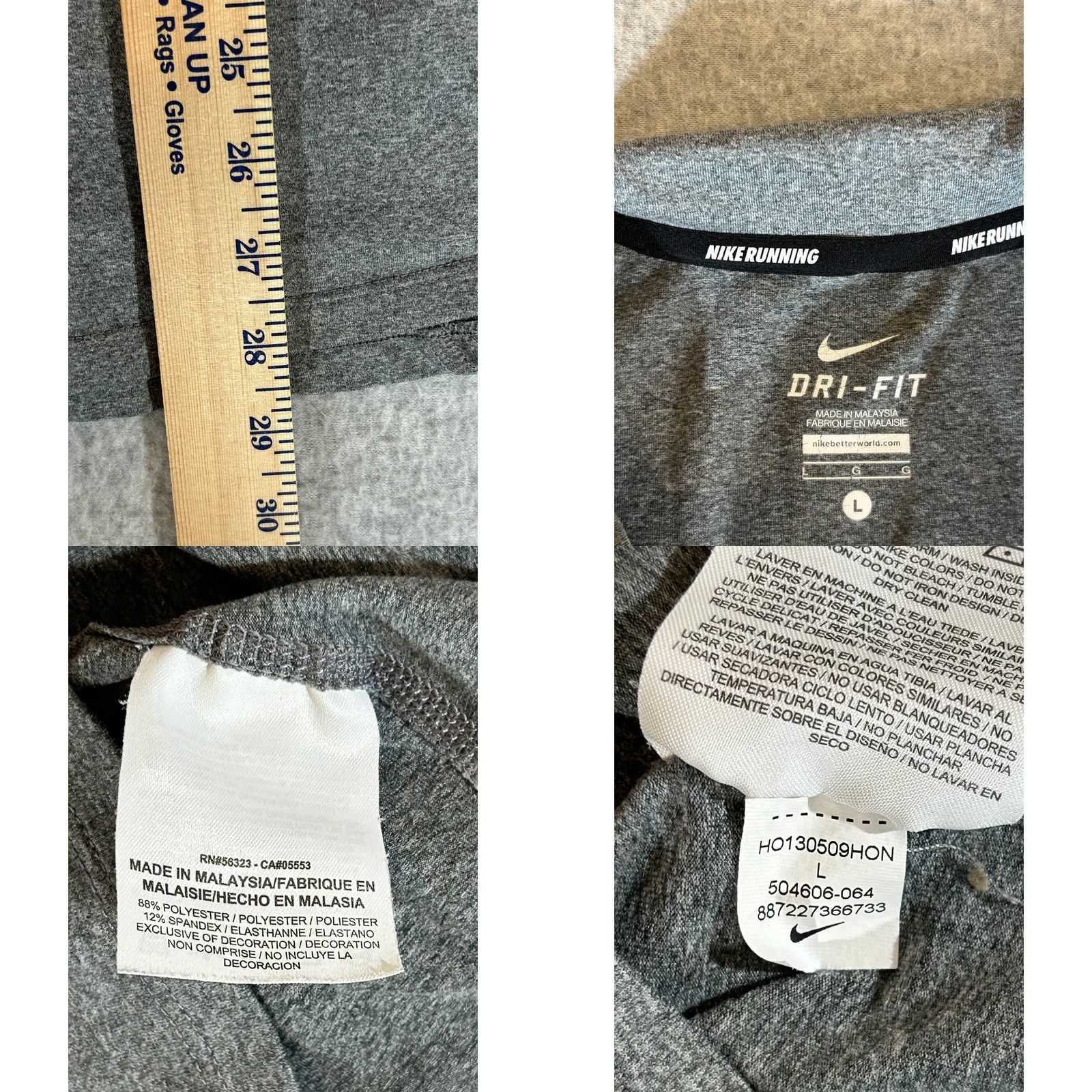 Nike Nike Dri-FIT Shirt Mens Large Zip Pullover Running 1/4 Quarter Mock Neck Gray Light Stretch Athletic Size US L / EU 52-54 / 3 - 8 Thumbnail
