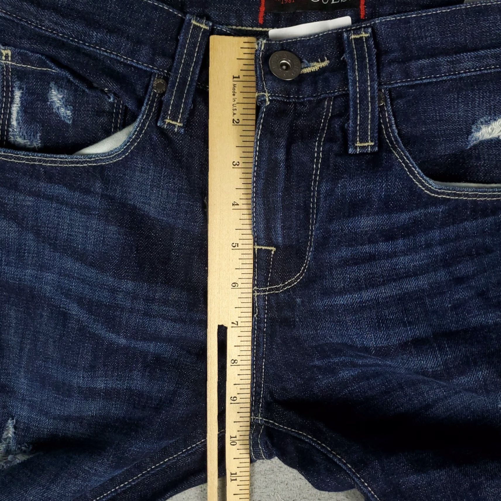 Guess GUESS Men's Jeans 29x30 Blue Distressed Slim Straight Denim Pants Size US 29 - 5 Thumbnail