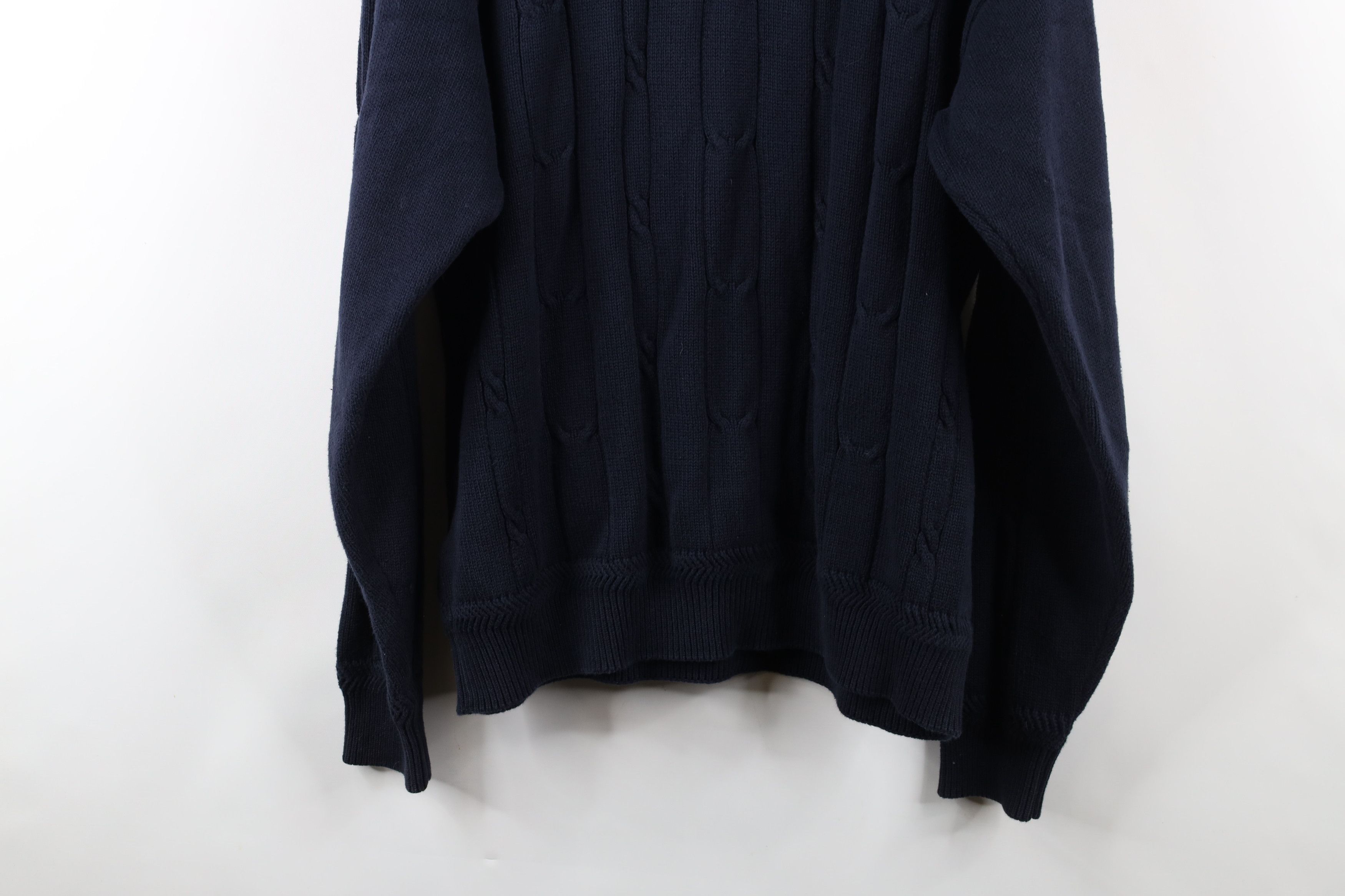 Nautica × Vintage Vintage 90s Nautica Cable Knit Crewneck Sweater Navy Blue Size US XL / EU 56 / 4 - 12 Thumbnail