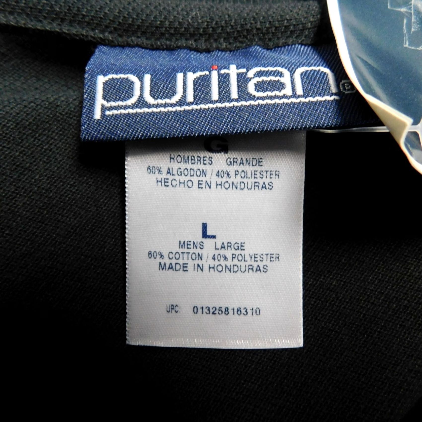 Vintage Puritan Men's Short Sleeve Knit Cotton Blend Polo Top - Black Large 90s Polo Shirt Mens Size US L / EU 52-54 / 3 - 5 Thumbnail