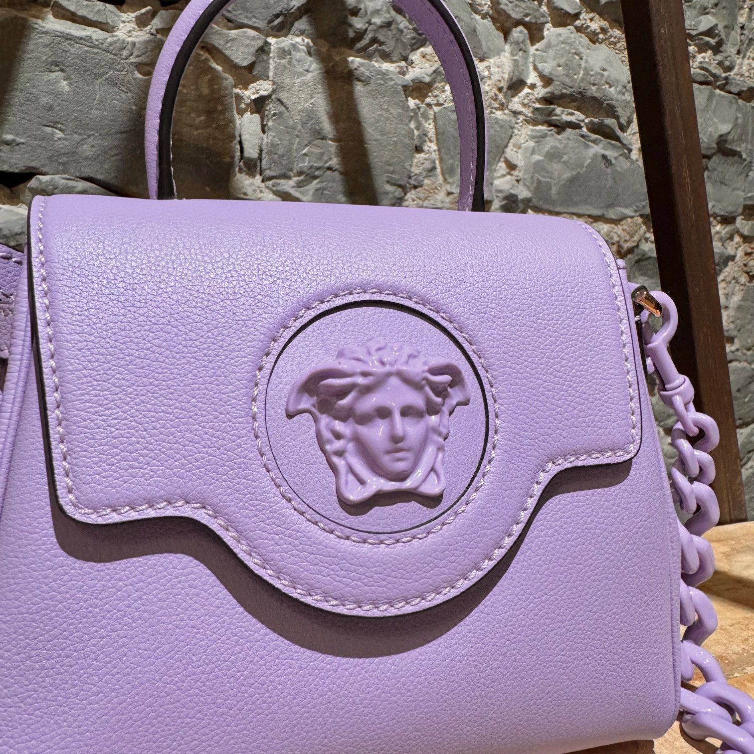 Versace Versace Lilac Leather La Medusa Small 2 Way Handbag Size ONE SIZE - 2 Thumbnail