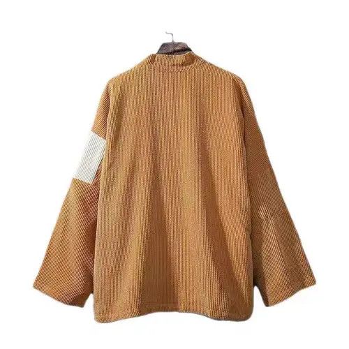 VIBE Army green patchwork corduroy kimono cardigan jacket Size US L / EU 52-54 / 3 - 3 Thumbnail