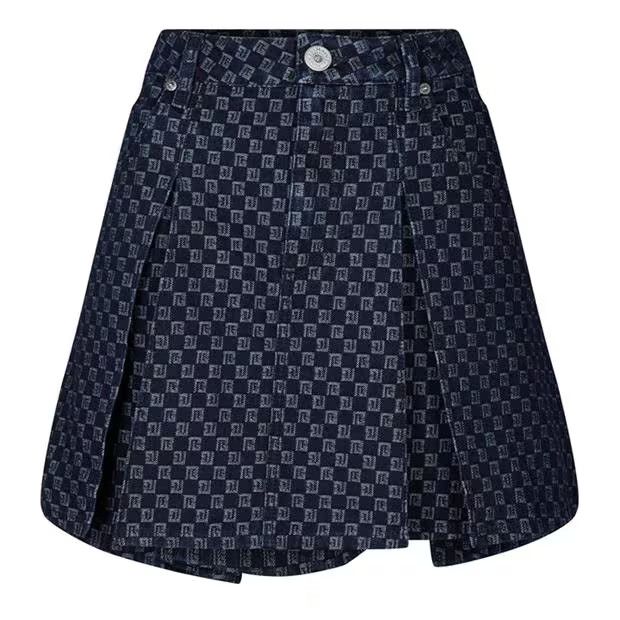 o1g2r1mq0924 Monogram Pleated Mini Skirt in Blue