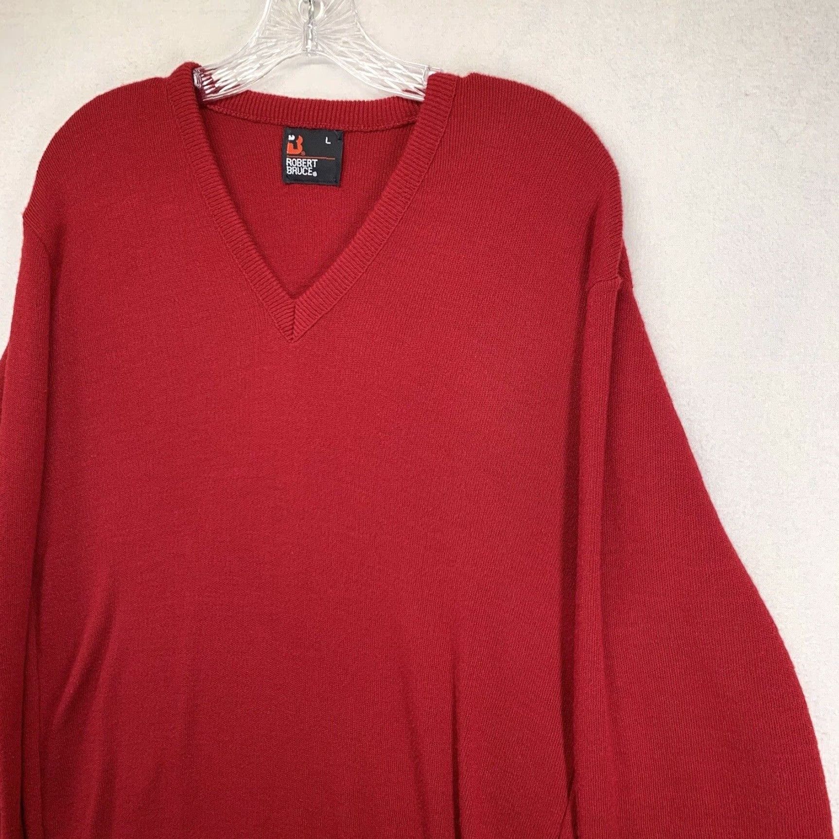 Vintage VINTAGE Robert Bruce Mens Jumper L V-Neck Knit Red 70s 80s 90s Retro Golf USA Pullover Solid Long Sleeve Light Weight Size US L / EU 52-54 / 3 - 6 Thumbnail