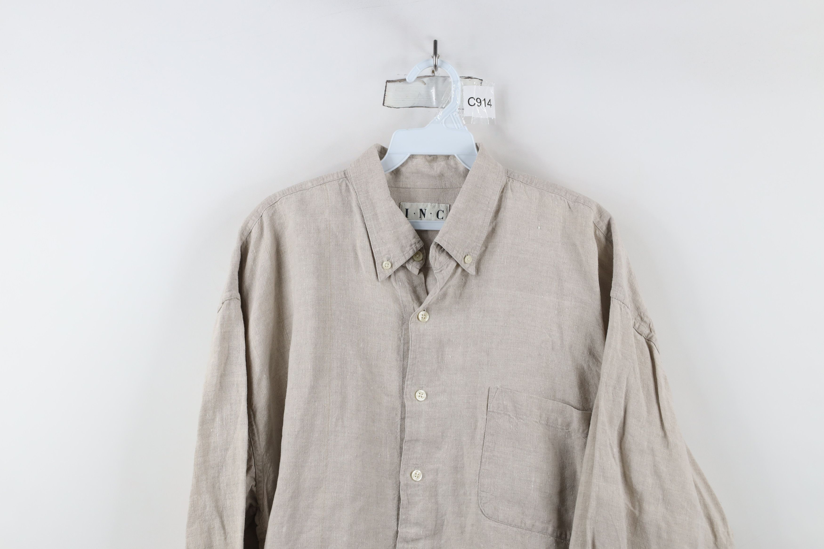 Vintage Vintage 90s Streetwear Collared Button Down Shirt Beige Size US XL / EU 56 / 4 - 2 Thumbnail