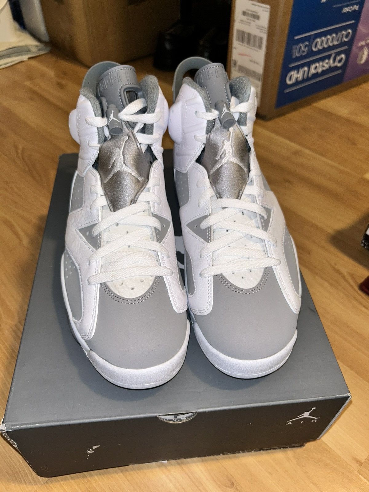 image of Air Jordan 6 Cool Grey Shoes in White, Men's (Size 11)