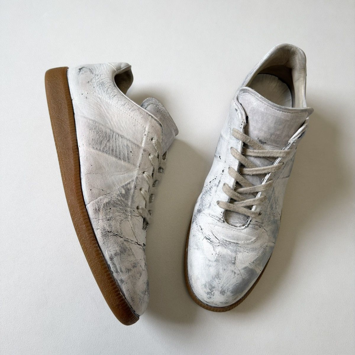 Maison Margiela White/Silver Painted OG GAT Sneakers Size US 13 / EU 46 - 25 Thumbnail