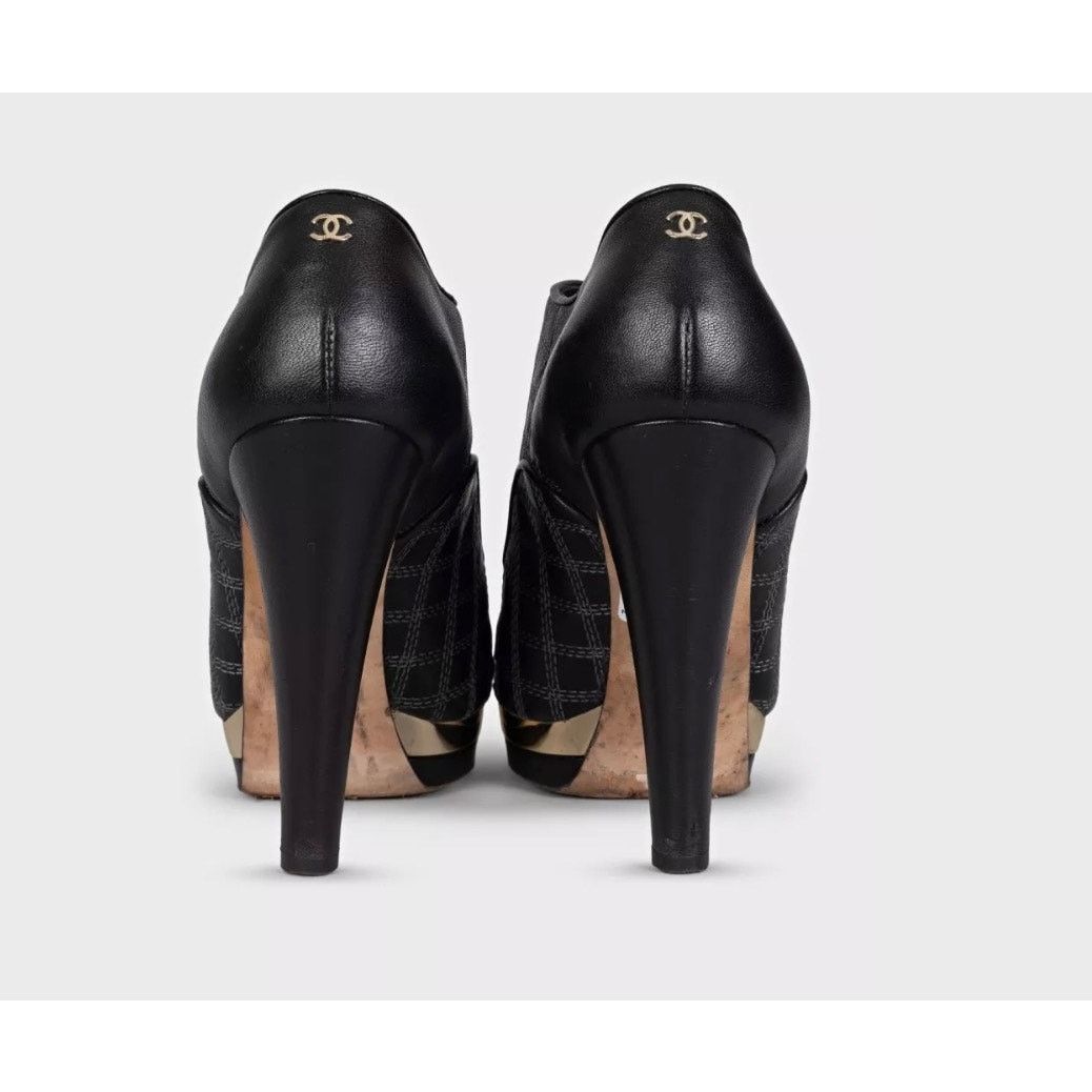 Chanel Chanel Black Leather Embroidery Ankle Boots Sz 37.5 Size US 6.5 / IT 36.5 - 4 Thumbnail