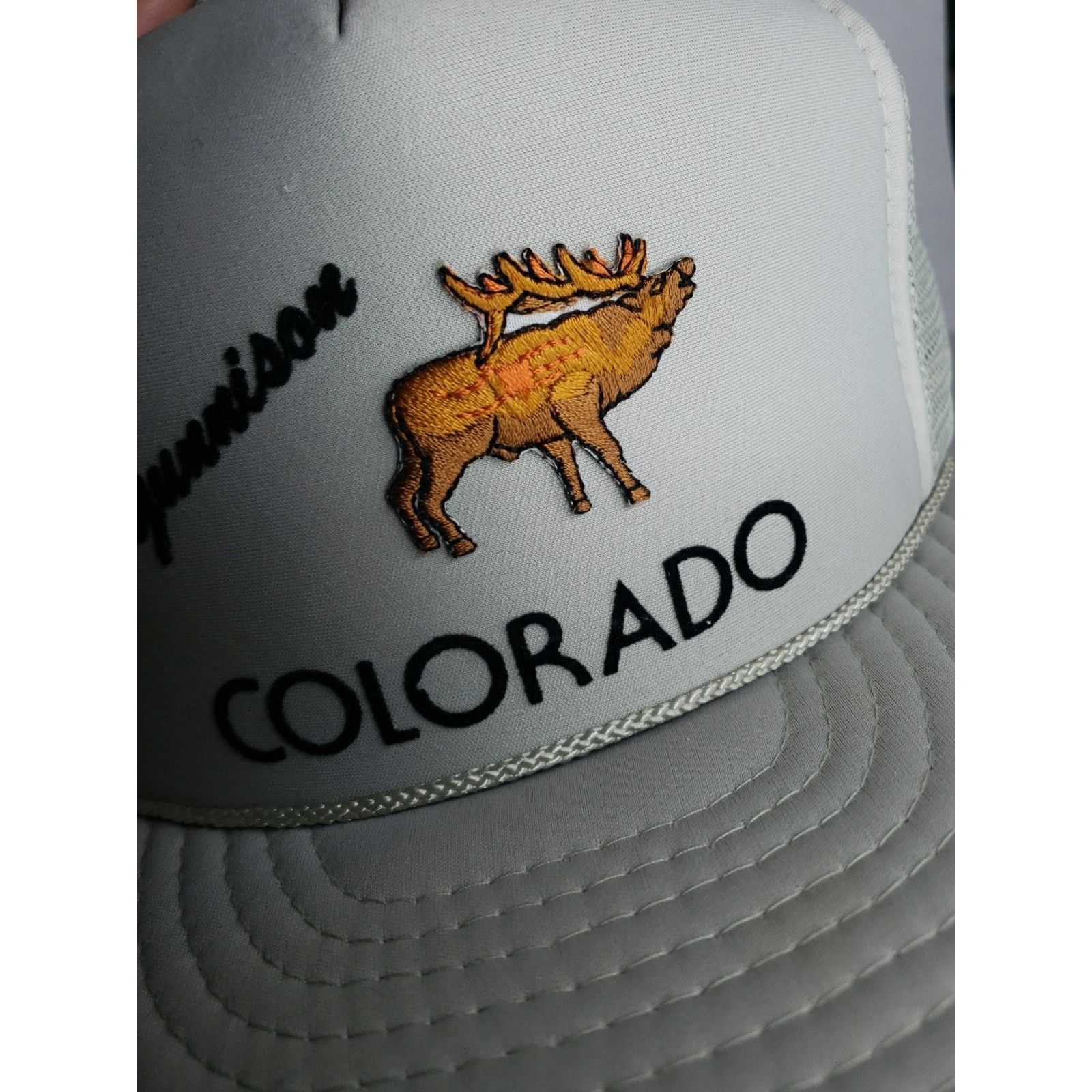Other COLORADO Vtg 80s 90s Gray Mesh Elk Trucker Hat Cap Gunnison Size ONE SIZE - 4 Thumbnail