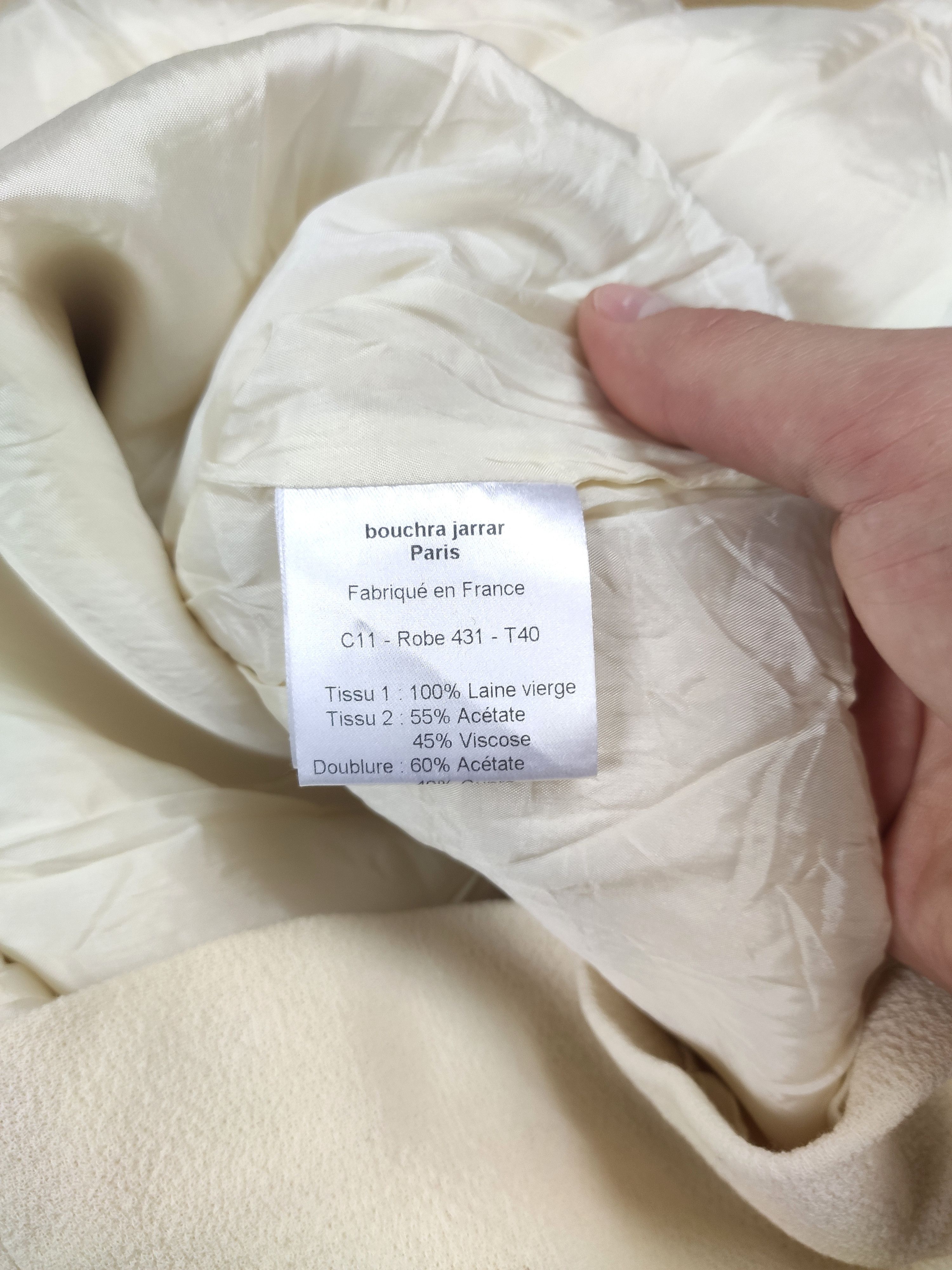 Designer Bouchra Jarrar women virgin wool dress AW2007 creamy Size S / US 4 / IT 40 - 8 Thumbnail