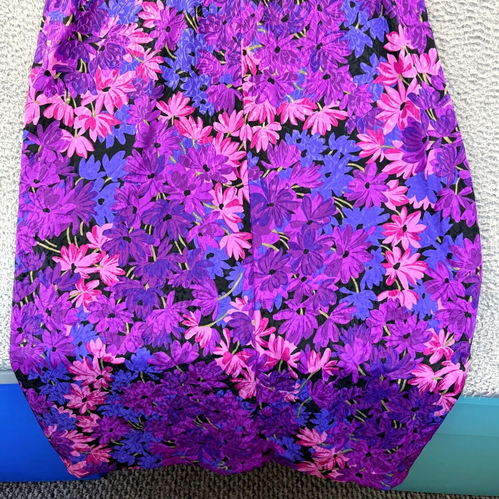 Vintage VINTAGE Liberty House Dress Womens 8 Maxi Purple Floral Ruffles Knit Cotton Polyester Puff Sleeve Zipper Short Review: 80s Flower Size M / US 6-8 / IT 42-44 - 2 Thumbnail