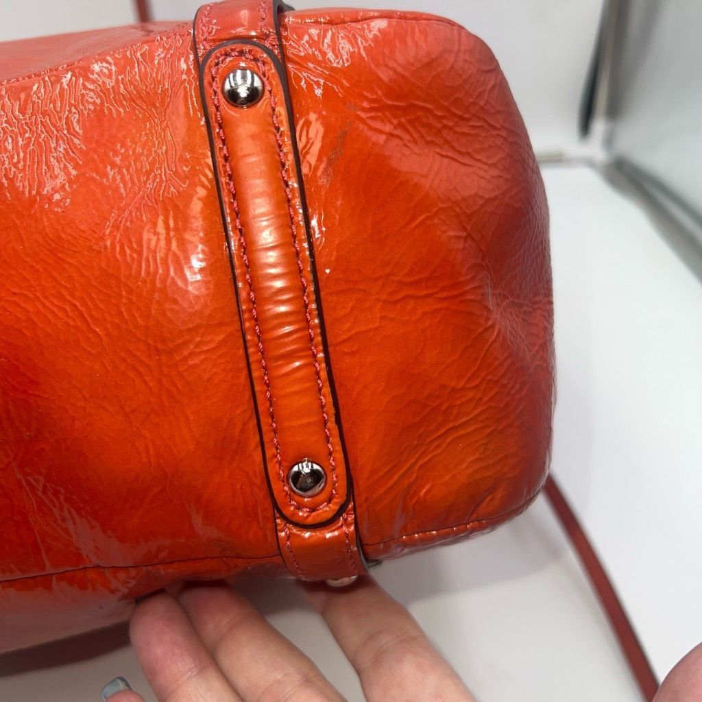 Coach Coach AUDREY OP ART CORAL Peach Patent Leather Tote Shoulder Size ONE SIZE - 10 Thumbnail