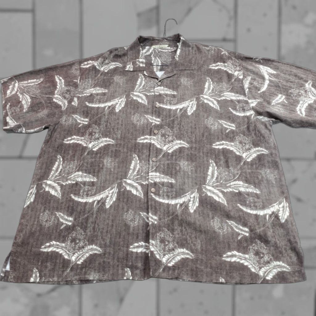 Tommy Bahama Tommy Bahama Shirt 2XL Brown Floral Silk Wool Blend Short Sleeve Button-Up Collared Men’s Casual Size US XXL / EU 58 / 5 - 1 Thumbnail