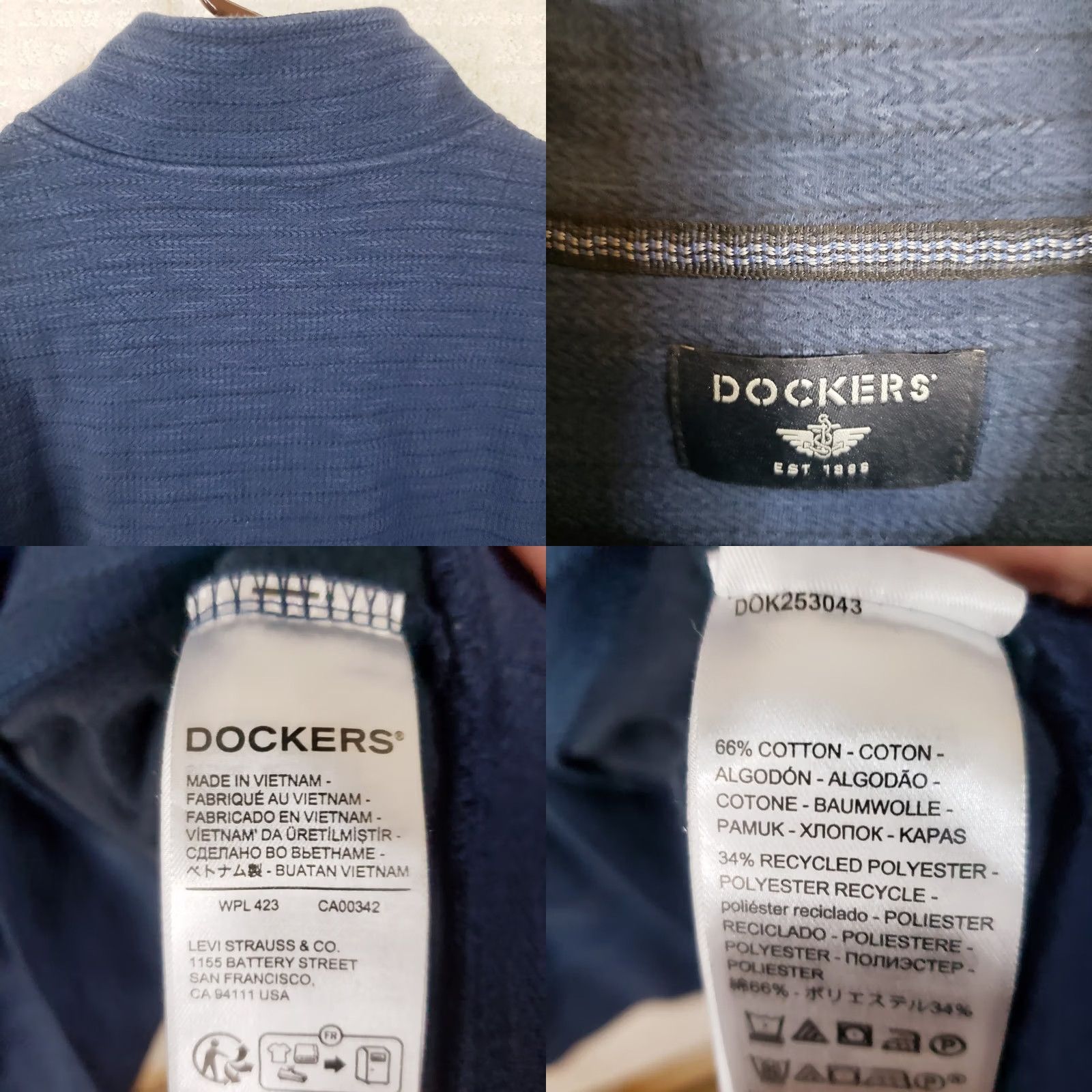 Dockers DOCKERS Men's Blue Herringbone Knit Sweater Pullover Mock Neck 1/4 Zip L Size US L / EU 52-54 / 3 - 8 Thumbnail
