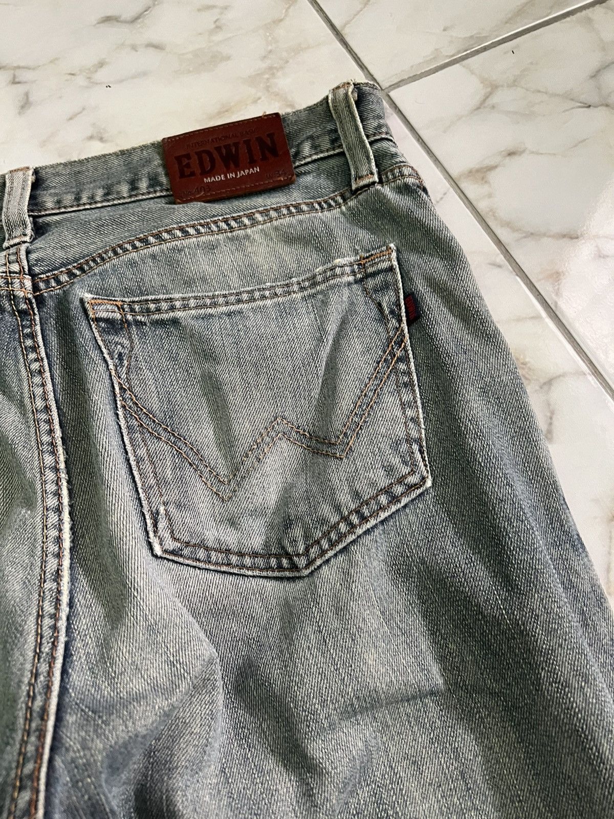 Edwin × If Six Was Nine × Le Grande Bleu (L.G.B.) 💥Baggy💥Vintage Edwin Faded Blue Distress Mud Wash Jean Size US 34 / EU 50 - 15 Thumbnail