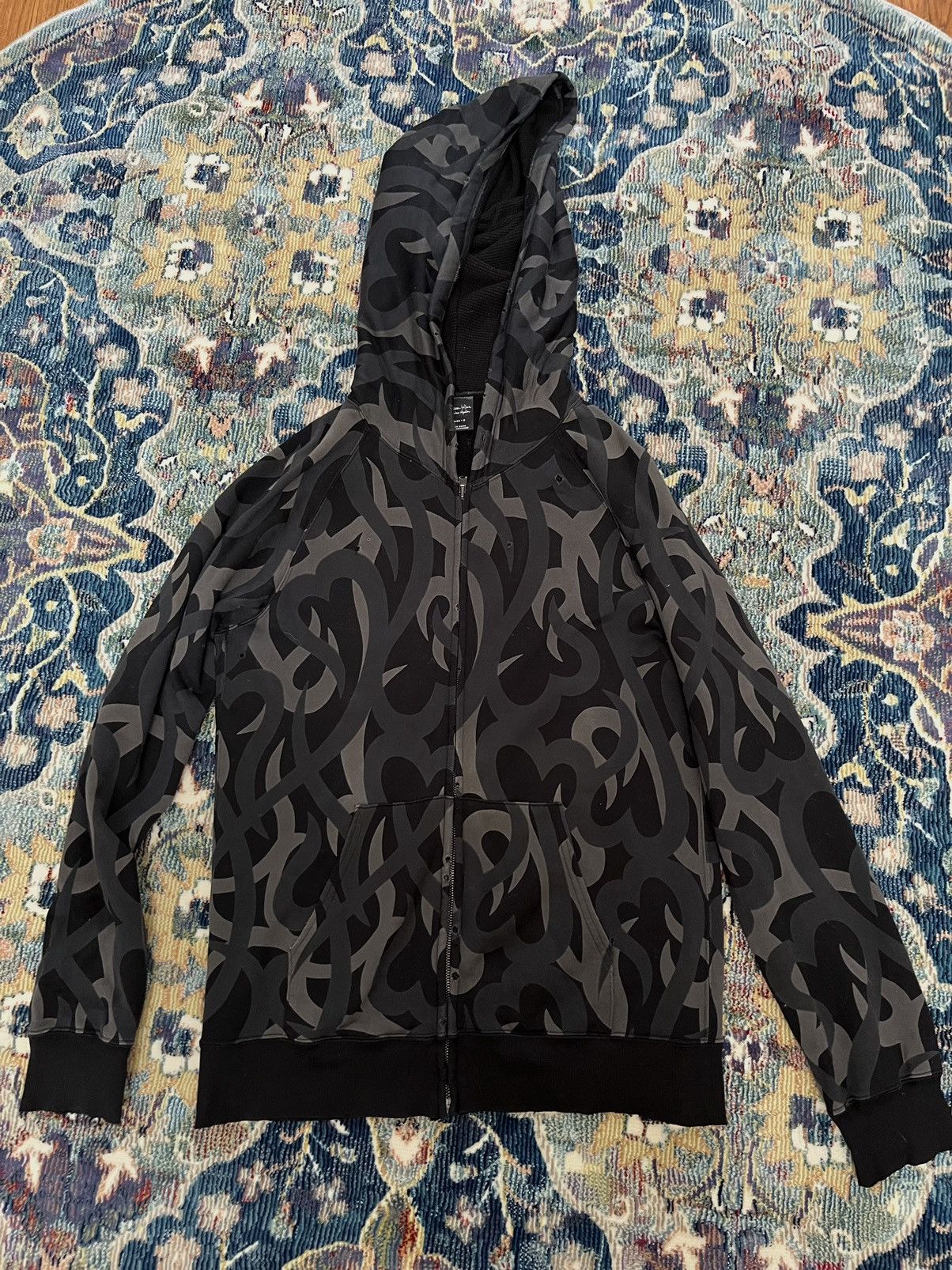 image of Number N Ine Number (N)Ine Black Tribal Zip Up Hoodie, Men's (Size Medium)
