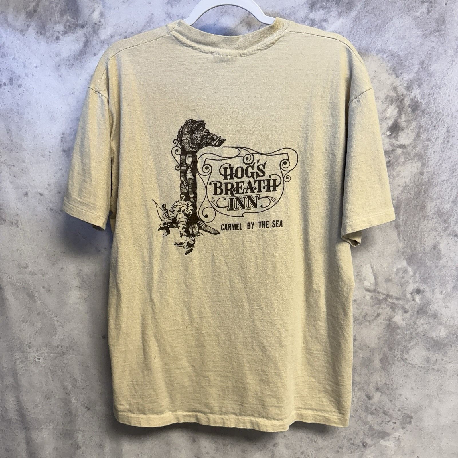 Vintage Vintage 90s Hogs Breath Inn T Shirt Mens XL 21.5x26.5 Tan Sh Size US XL / EU 56 / 4 - 2 Thumbnail