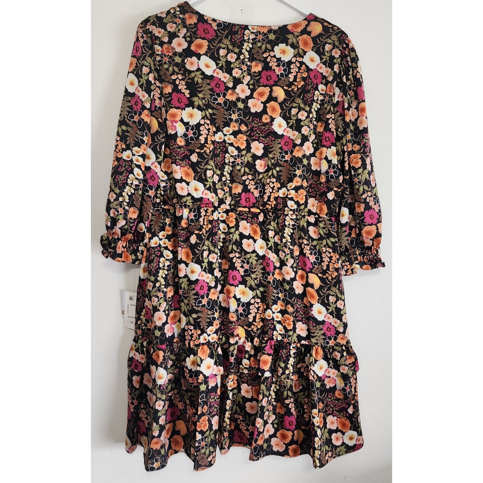Other Melonie T Floral Print 3/4 Sleeve Mini Dress Size 12 NWT Size XL / US 12-14 / IT 48-50 - 6 Thumbnail