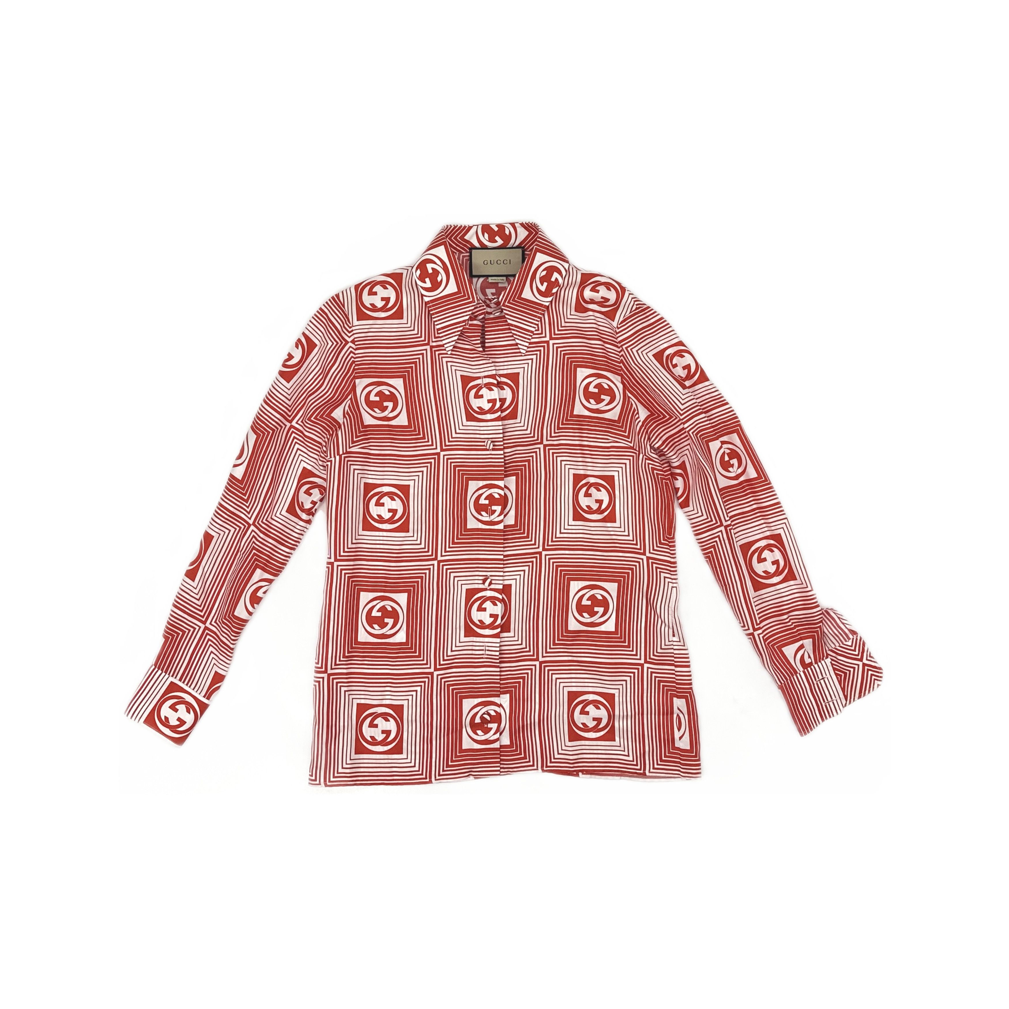 Gucci Gucci Geometric Print Silk Button Up Shirt Size 38 Size XS / US 0-2 / IT 36-38 - 1 Thumbnail