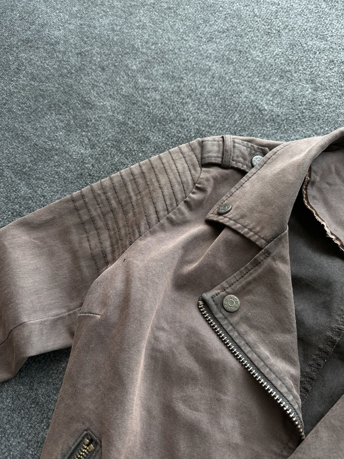 Other 🚨Y2K RICK OWENS TYPE DIRTY SLIM FIT ZIP DENIM JACKET Size S / US 4 / IT 40 - 5 Thumbnail