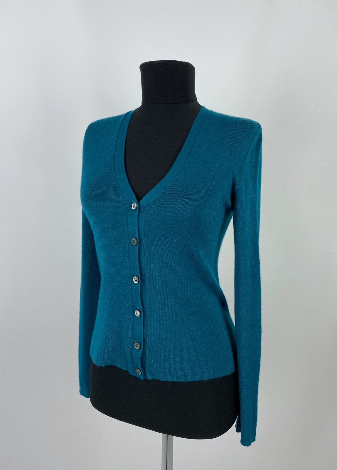 image of Prada Milano Wool Cardigan Sweater in Aqua, Women's (Size XS)