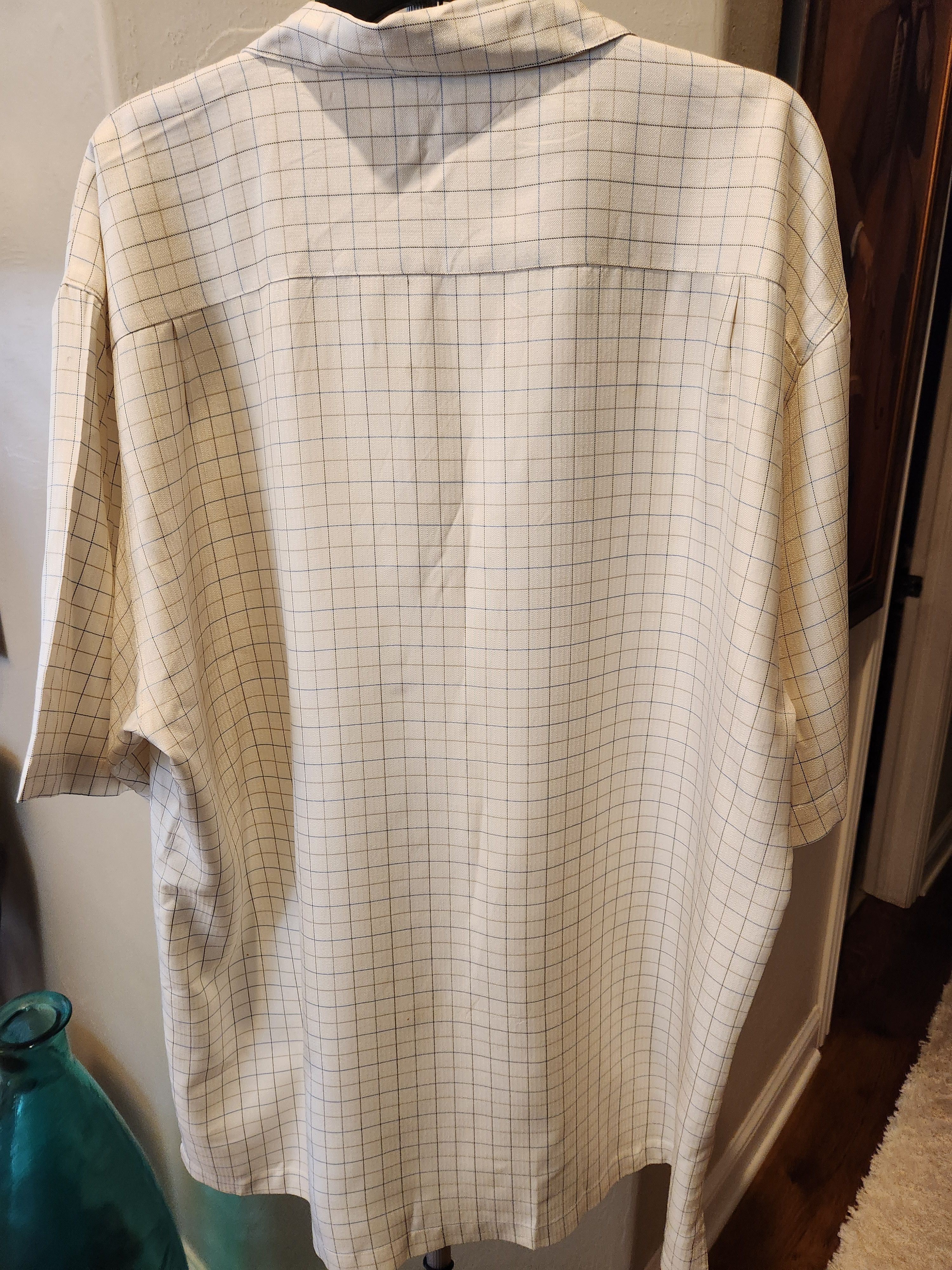 Vintage Vintage Fonte 100% Silk Windowpane Short Sleeve Camp Shirt Size US XXL / EU 58 / 5 - 2 Thumbnail