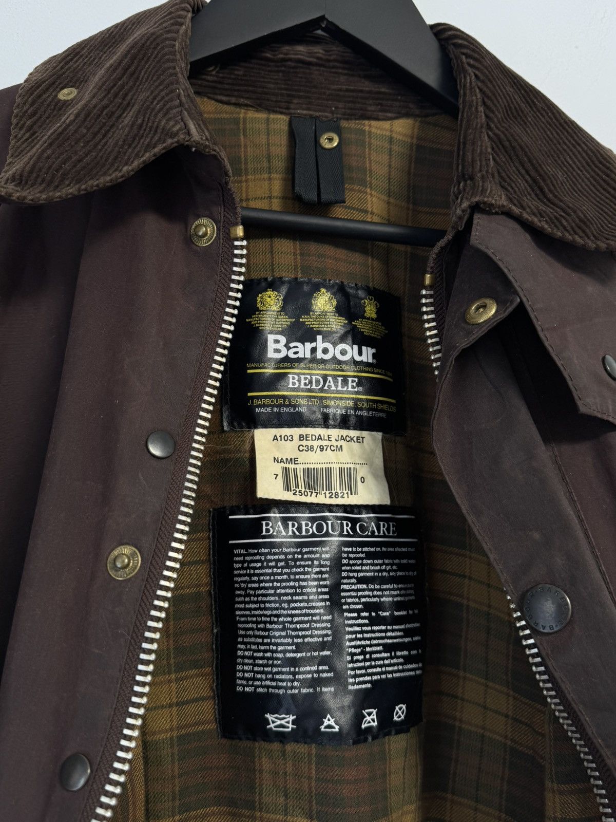 Barbour Vintage Barbour Bedale Wax Jacket Brown C38 England A103 Size US M / EU 48-50 / 2 - 14 Thumbnail