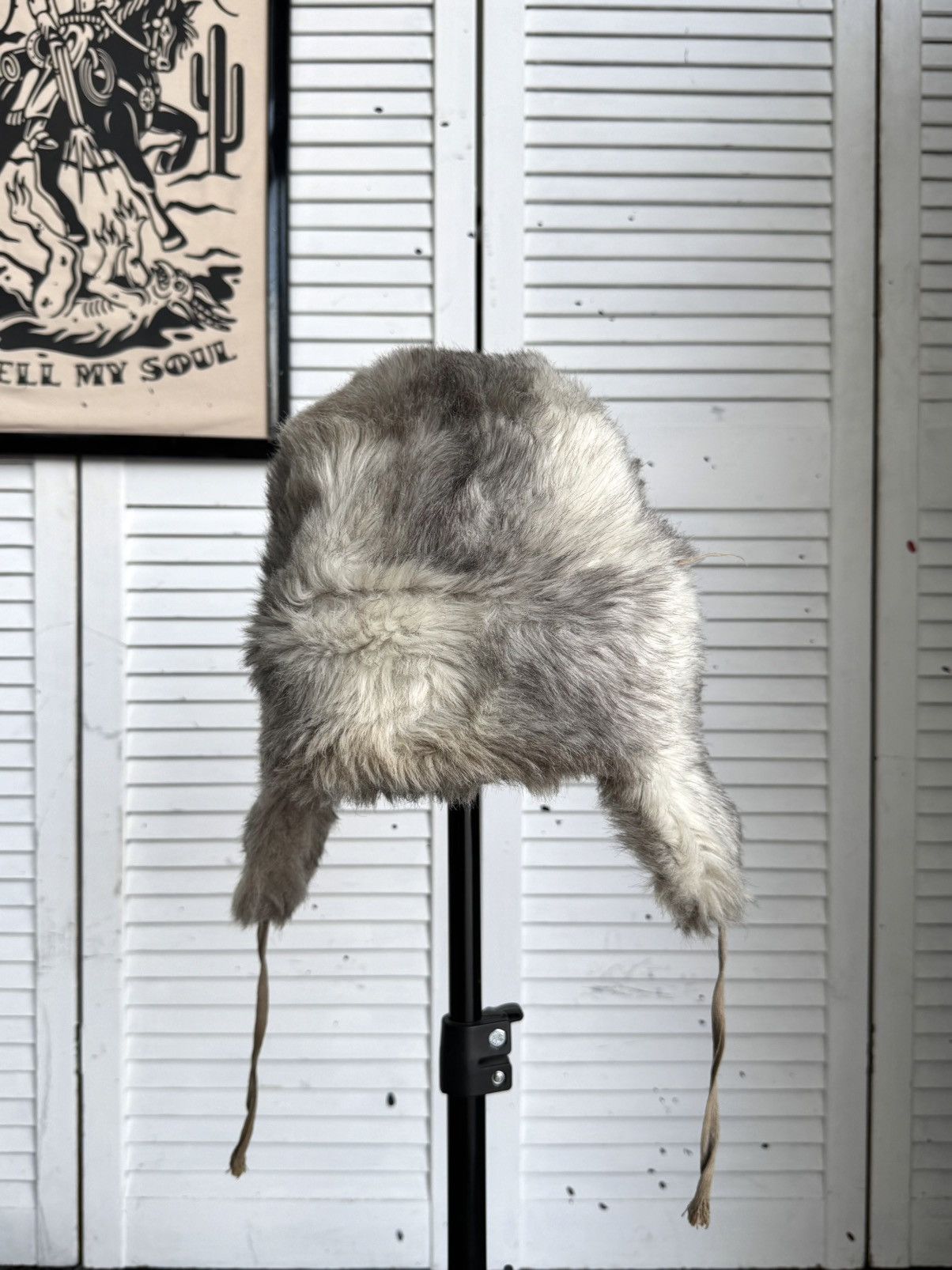 Vintage Vintage Faux Fur Ushanka Trapper Hat Gray Soviet Style 80s Size ONE SIZE - 9 Thumbnail
