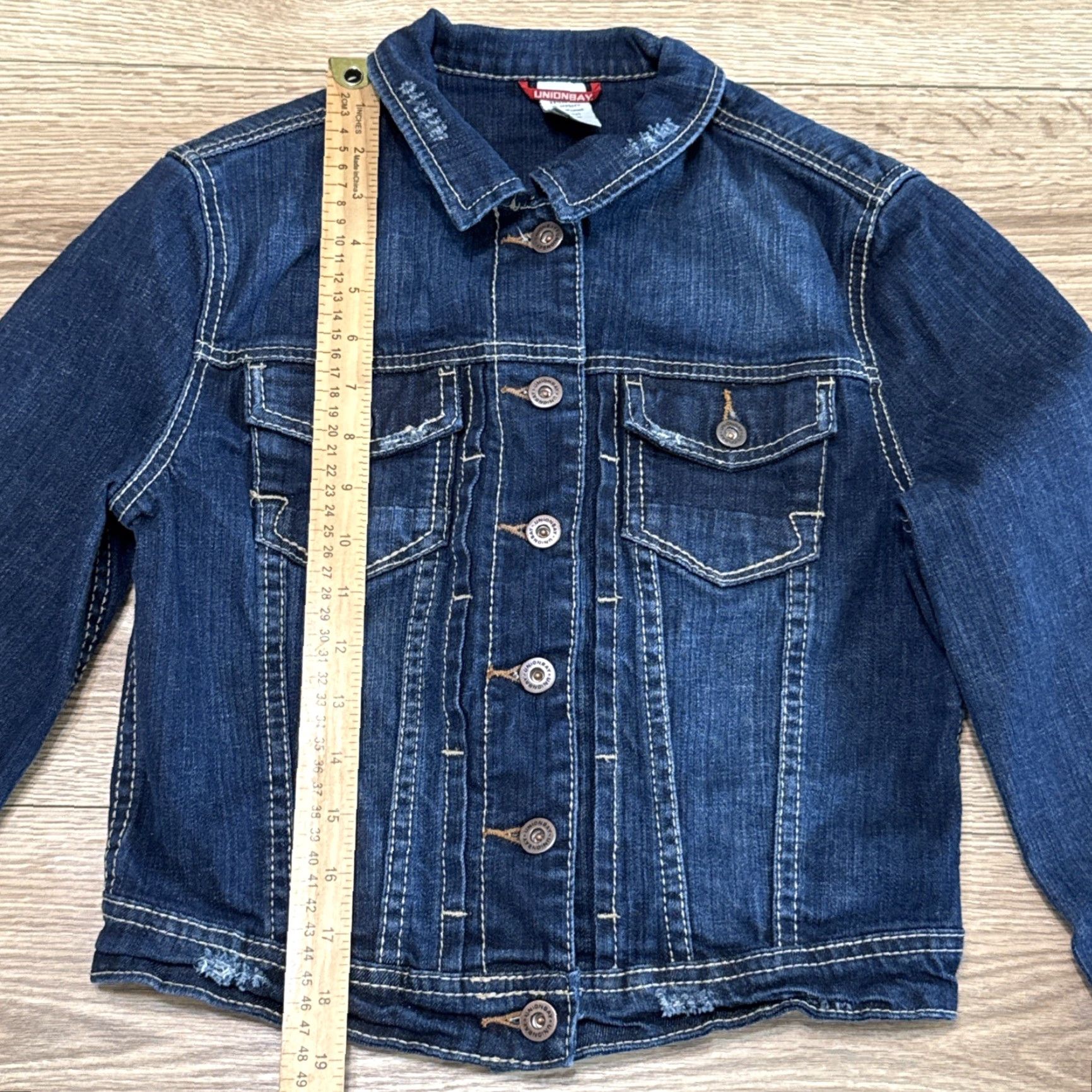 Vintage VINTAGE UNIONBAY Denim Jacket Women Medium Blue Trucker Cropped Button Up Pockets Size 32" / US 10 / IT 46 - 3 Thumbnail