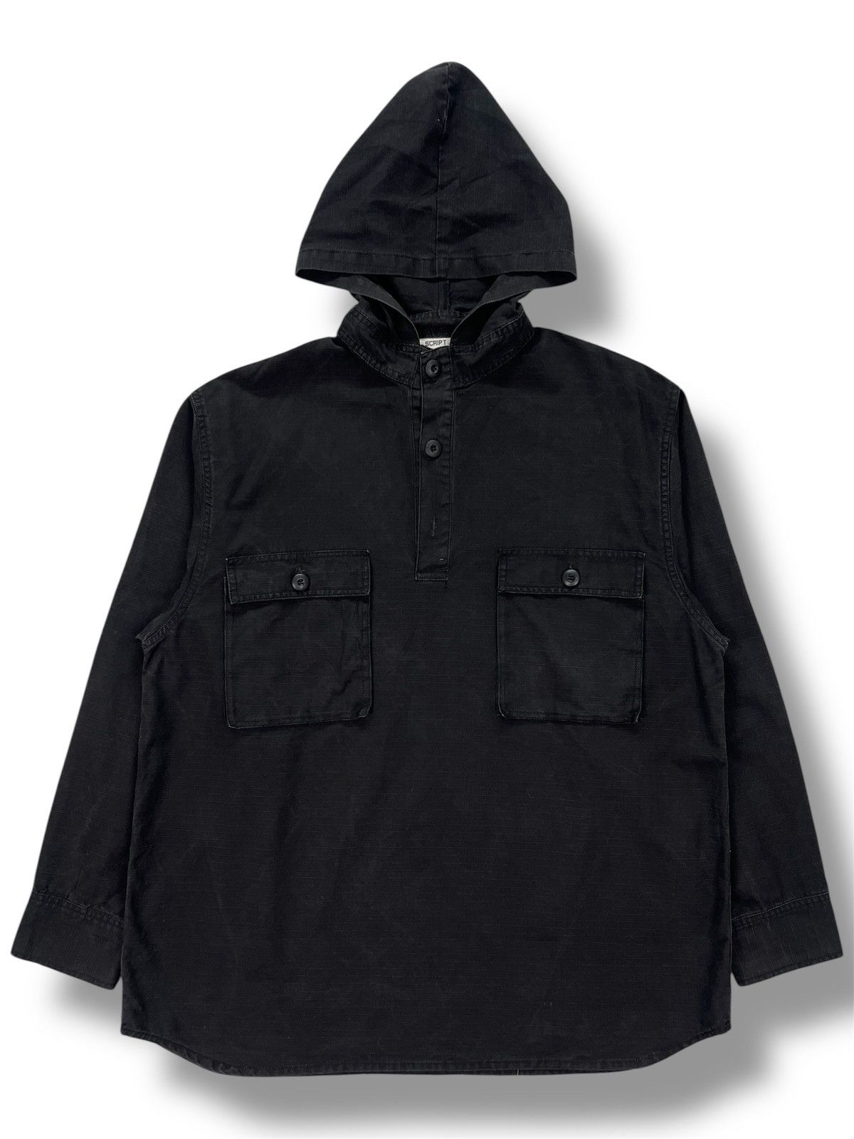 Japanese Brand × Vintage Script Ripstop Half Button Hooded Jacket Size US M / EU 48-50 / 2 - 1 Thumbnail