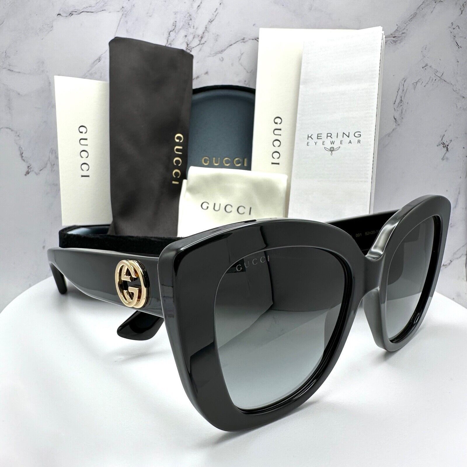 Gucci New Gucci Sunglasses Black Cat Eye Gold GG Metal Logo Size ONE SIZE - 1 Thumbnail