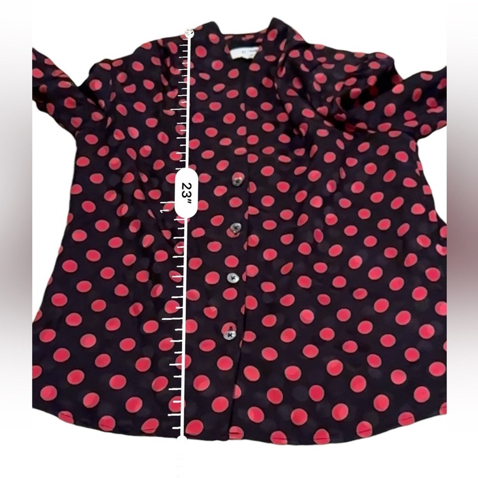 RE/DONE Re/Done 100% Silk Red & Black Polka Dot Button Front Top XS Size XS / US 0-2 / IT 36-38 - 11 Thumbnail
