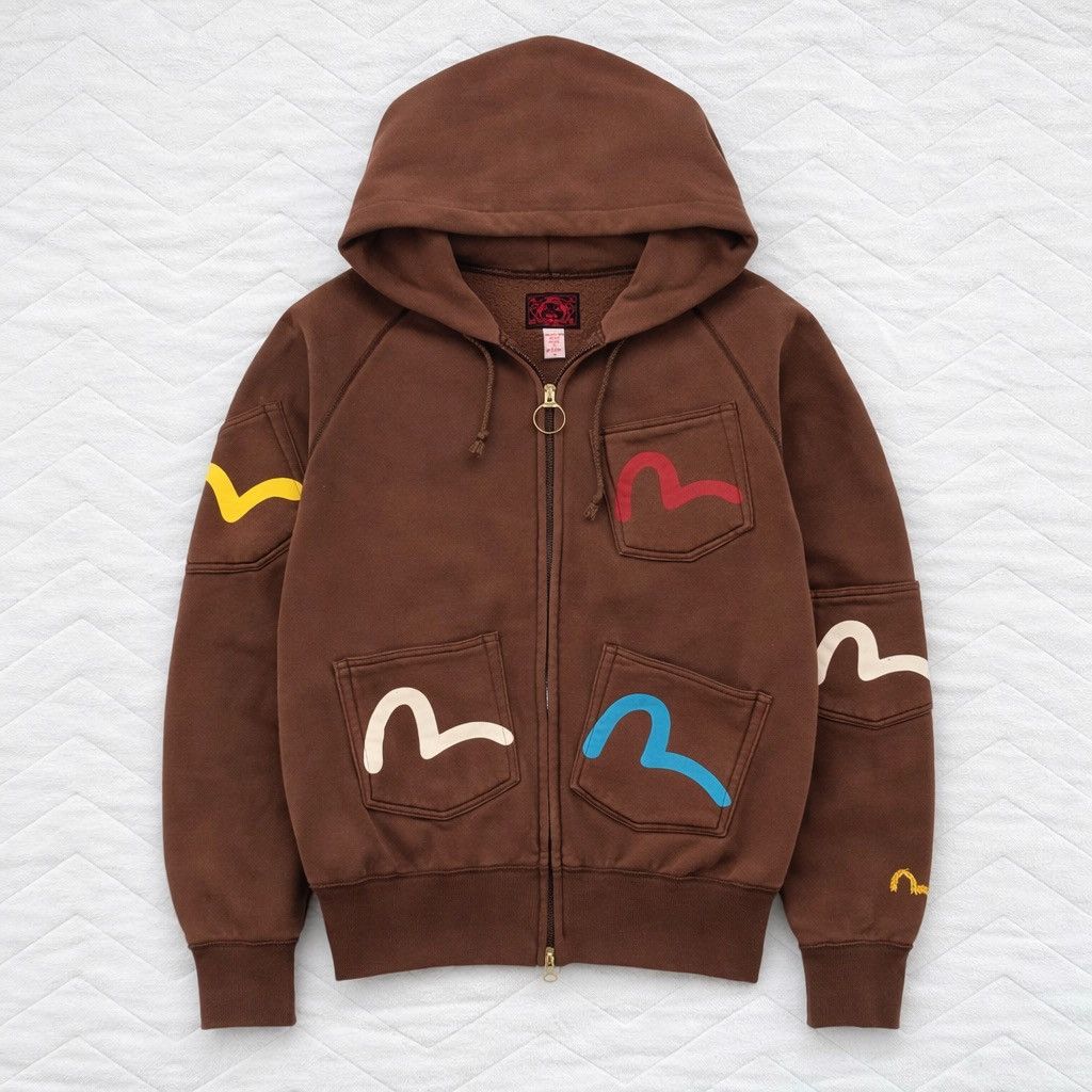 Evisu Evisu Multi Logo Patch Zip Hoodie Rare Design Streetwear Size US M / EU 48-50 / 2 - 1 Thumbnail