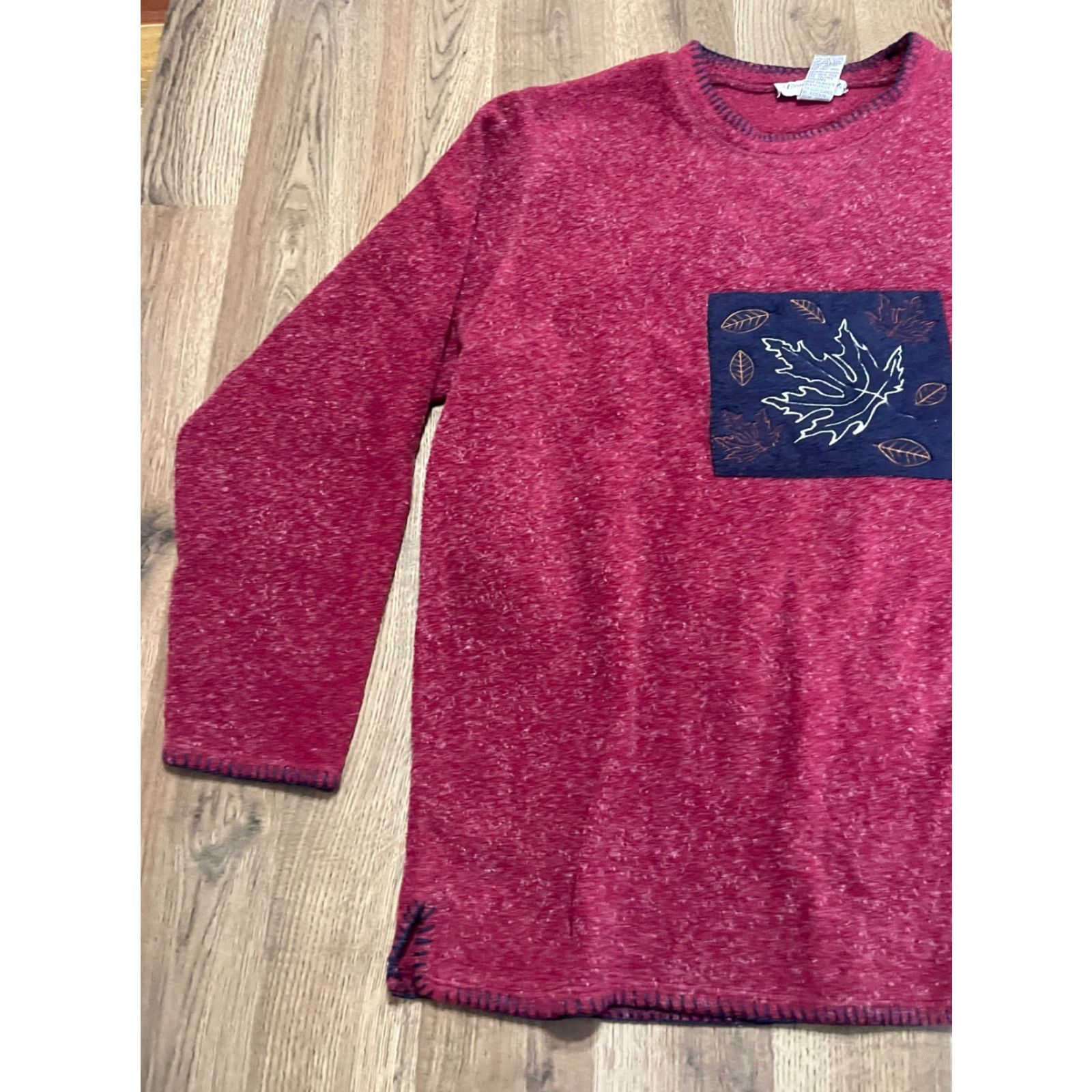 Vintage Bonnie Evans Sweater Women L Red Long Sleeve Leaves Pullover Casual Fall Spring Summer Regular Size L / US 10 / IT 46 - 3 Thumbnail