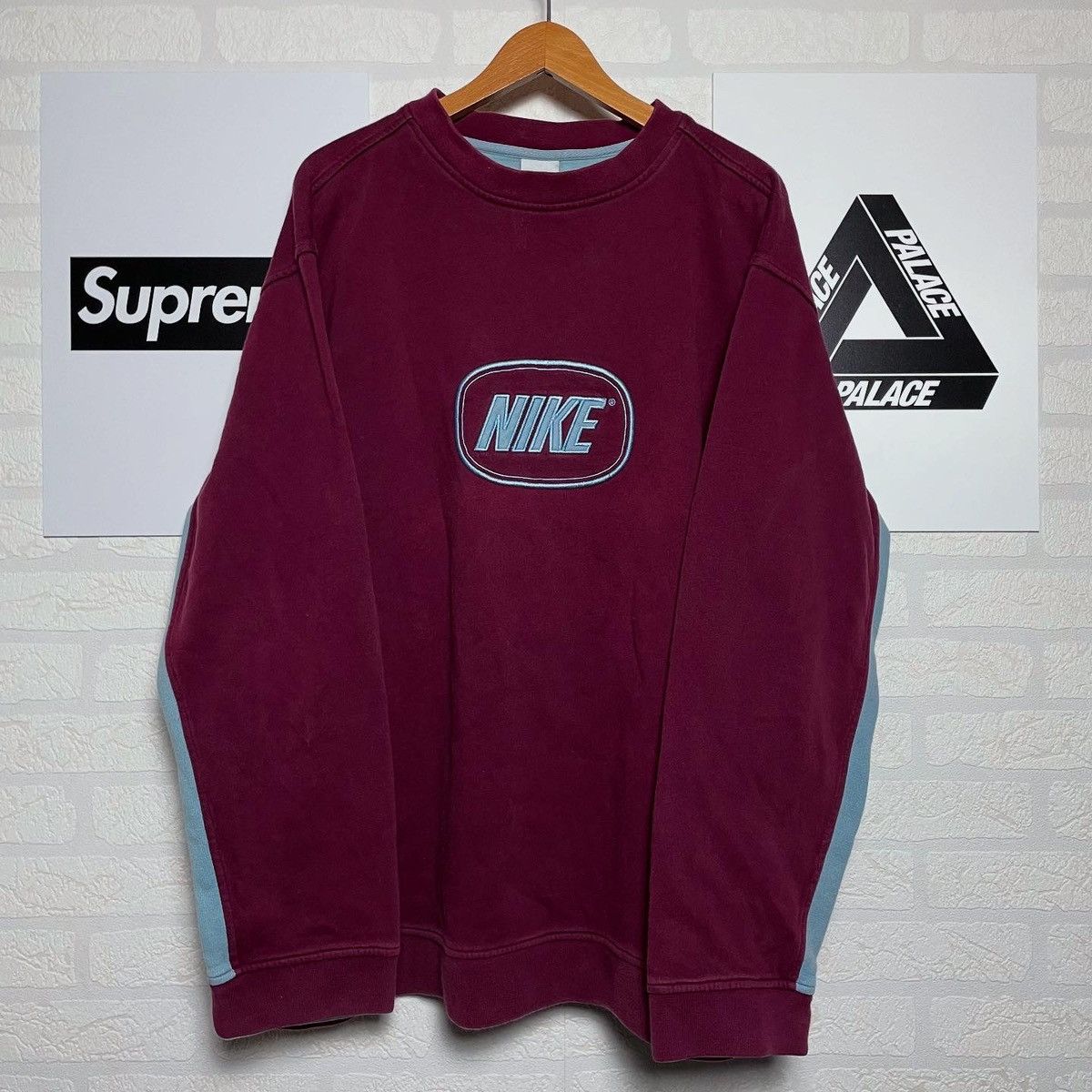 Nike × Vintage Rare Vintage Sweatshirt Nike Big Logo Small Swoosh Drill Y2K Size US XL / EU 56 / 4 - 1 Thumbnail