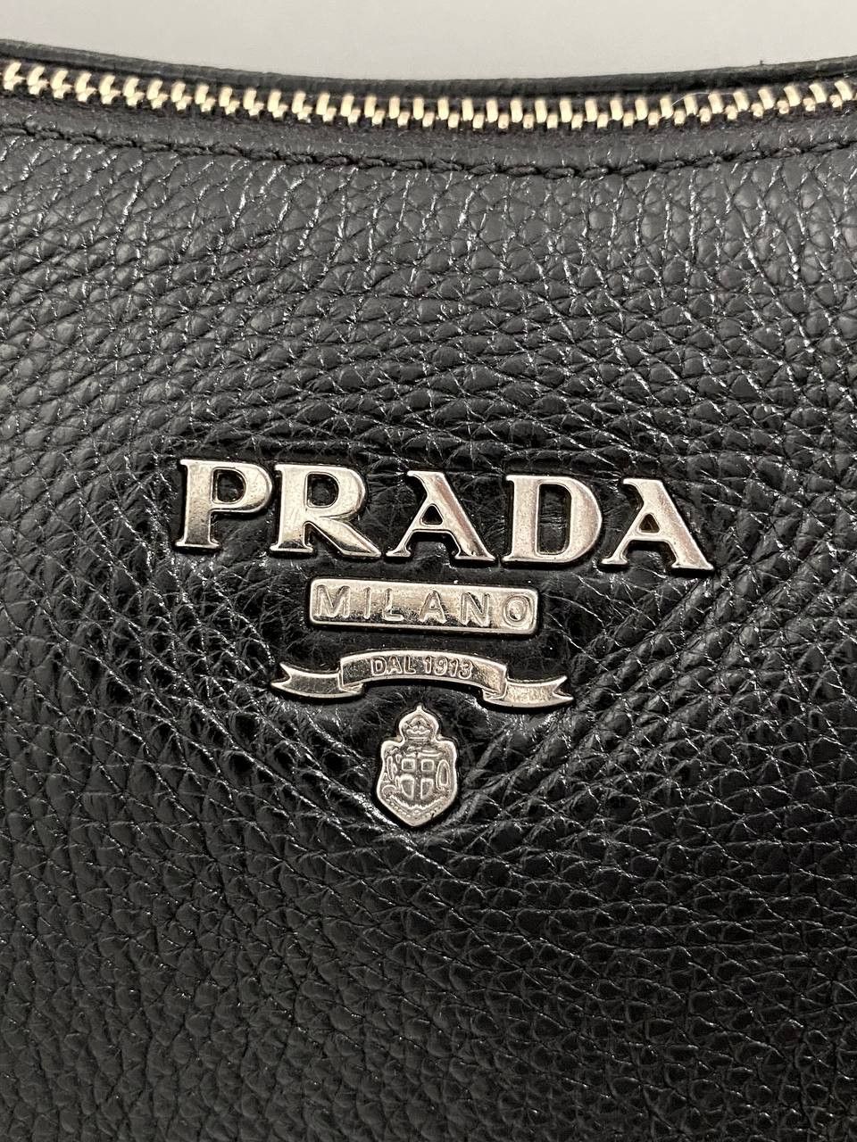 Prada Prada Logo Black Leather Vitello Daino Hobo Shoulder Bag Size ONE SIZE - 7 Thumbnail