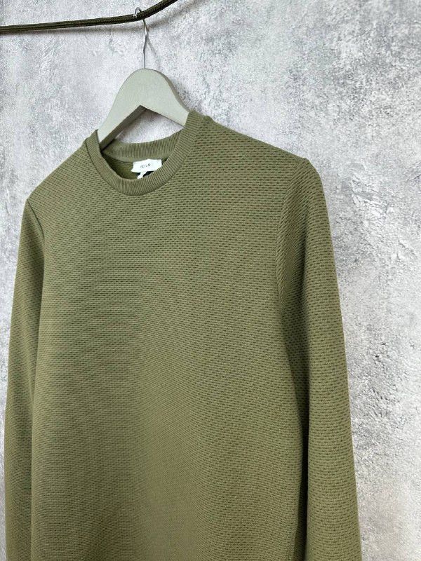 Reiss REISS Khaki Matthew Textured Cotton Blend Jumper Long Sleeve Size US S / EU 44-46 / 1 - 5 Thumbnail