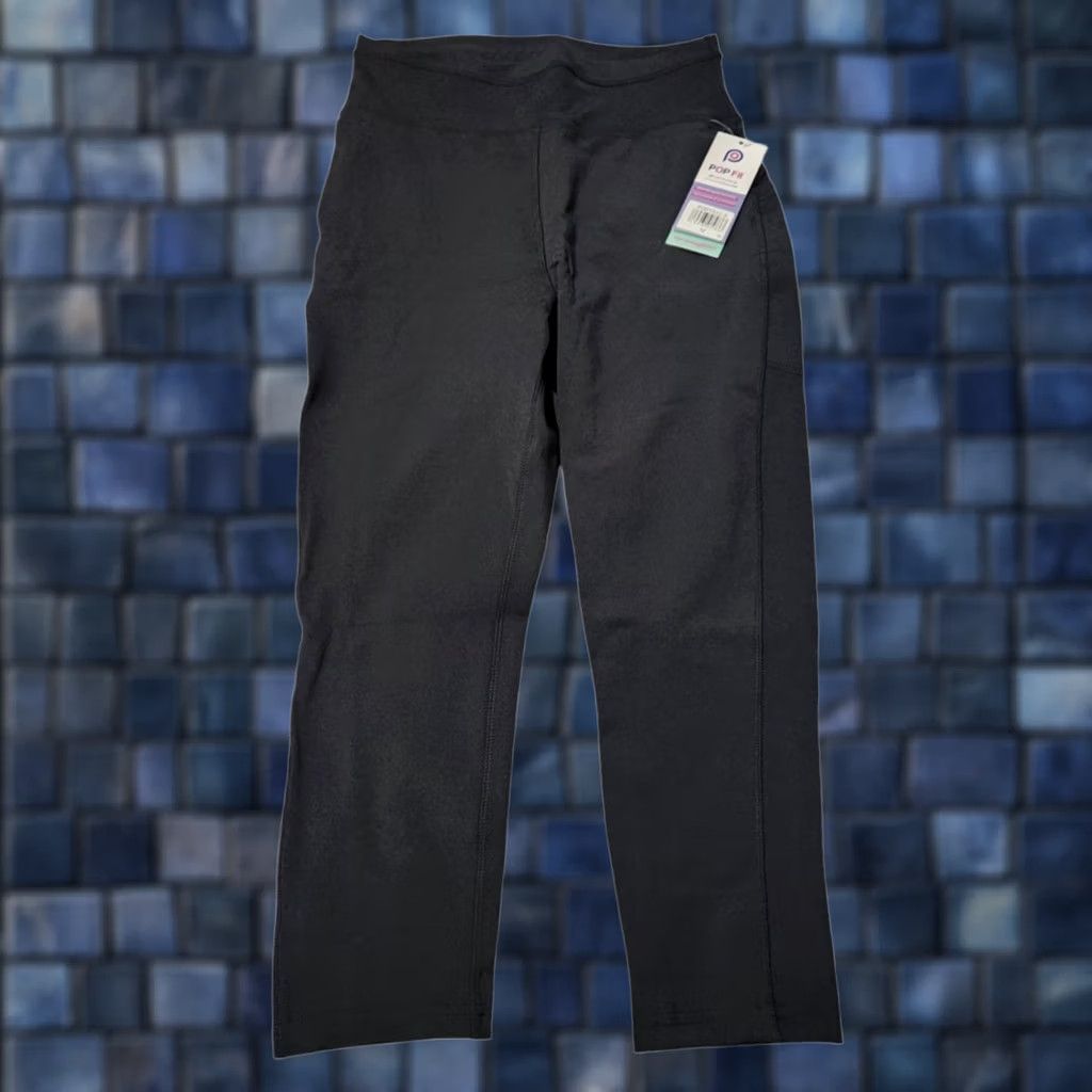 Vintage POP Fit Womens M High-Waisted Cropped Leggings Pockets Dark Gray POP1011-6 Size 32" / US 10 / IT 46 - 1 Thumbnail