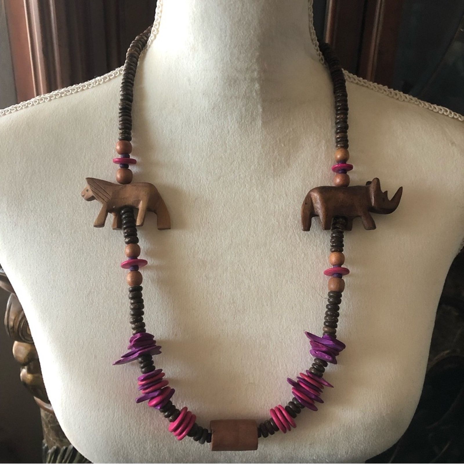 Vintage Vintage handmade safari wood bead necklace Size ONE SIZE - 2 Thumbnail