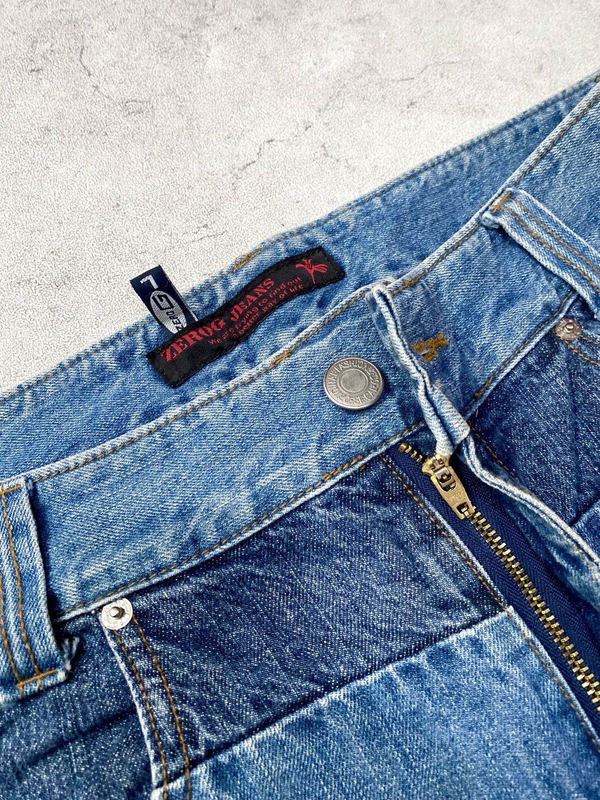 Japanese Brand Vintage Y2K Zero G Jeans 2tone Buckleback Size US 34 / EU 50 - 14 Thumbnail