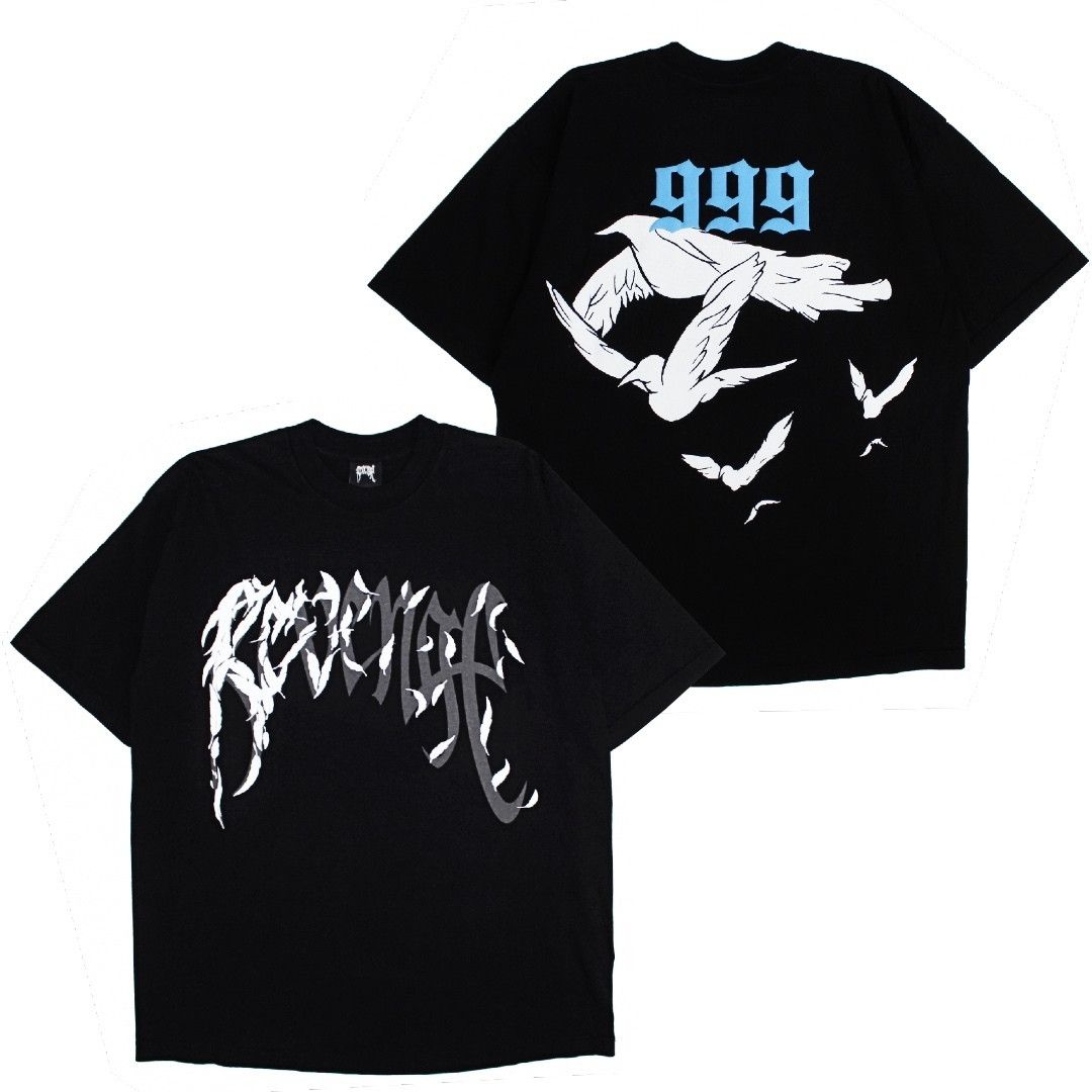 image of Revenge Juice Wrld Dove Tee Black Blue Ds, Men's (Size 2XL)
