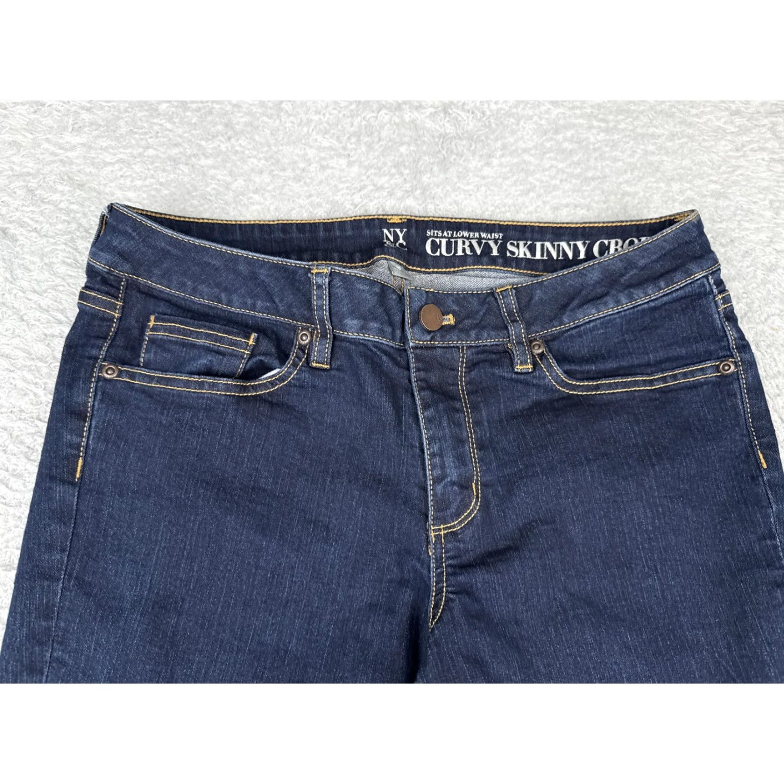 Vintage New York & Company Jeans Womens 10 Blue Curvy Skinny Crop Cuffed Stretch Denim Size 32" / US 10 / IT 46 - 4 Thumbnail
