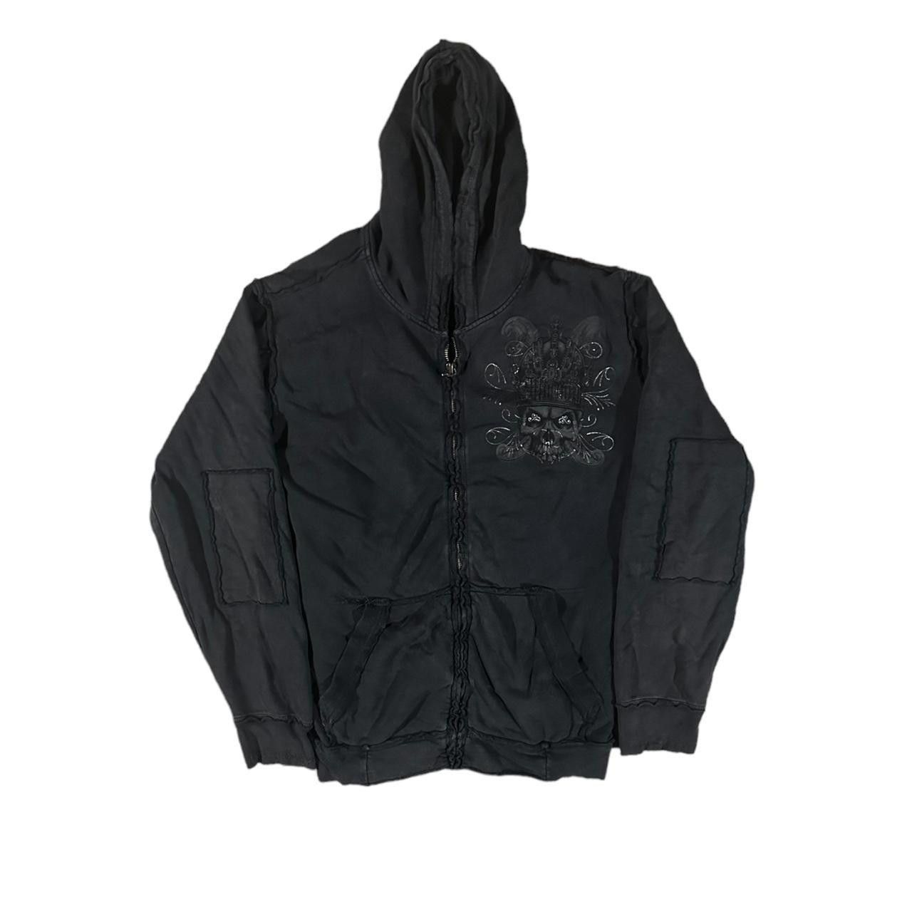 image of Y2K Affliction Zip Up Hoodie in Black, Men's (Size 2XL)