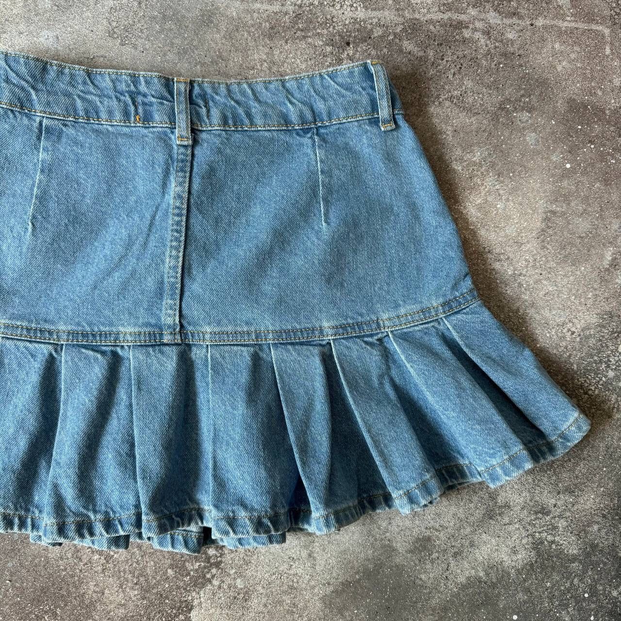 Hysteric Glamour × Vintage Amazing Pleated Blue Denim Mini Skirt (rick owens style) Size 26" / US 2 / IT 38 - 6 Thumbnail