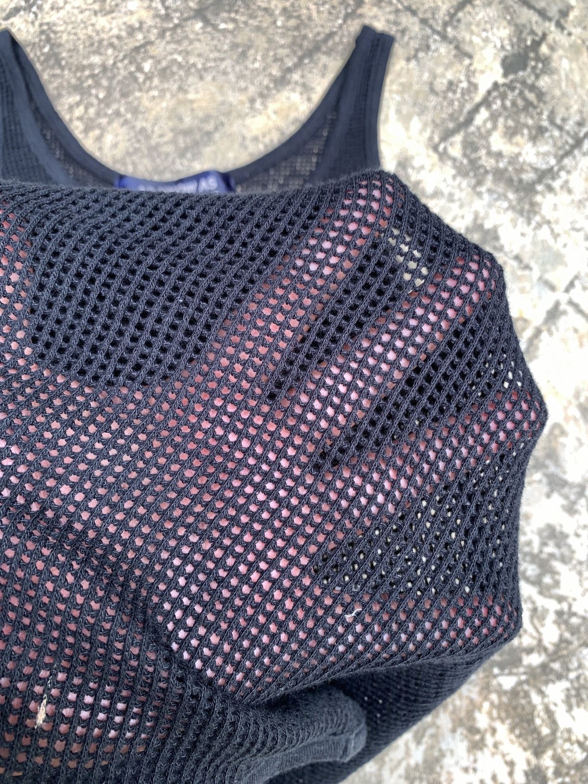 Japanese Brand 2000s AS KNOWN AS Japan Cotton Black Blank Tank Mesh Top Size L / US 10 / IT 46 - 4 Thumbnail