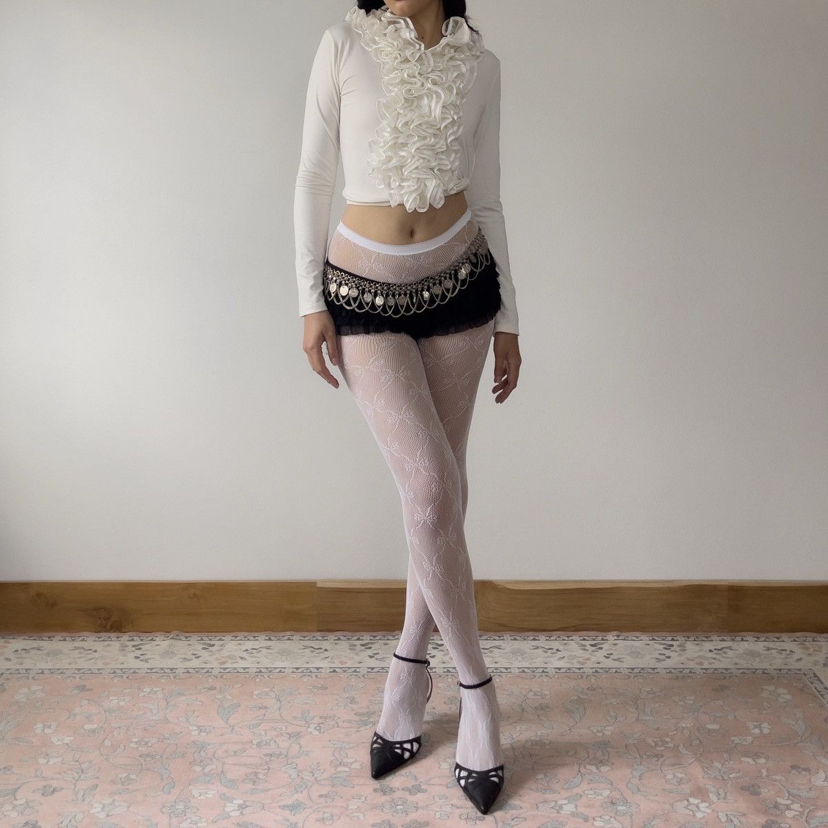 Other Vintage Y2K Off White Ruffle Blouse (S–L) Size L / US 10 / IT 46 - 3 Thumbnail