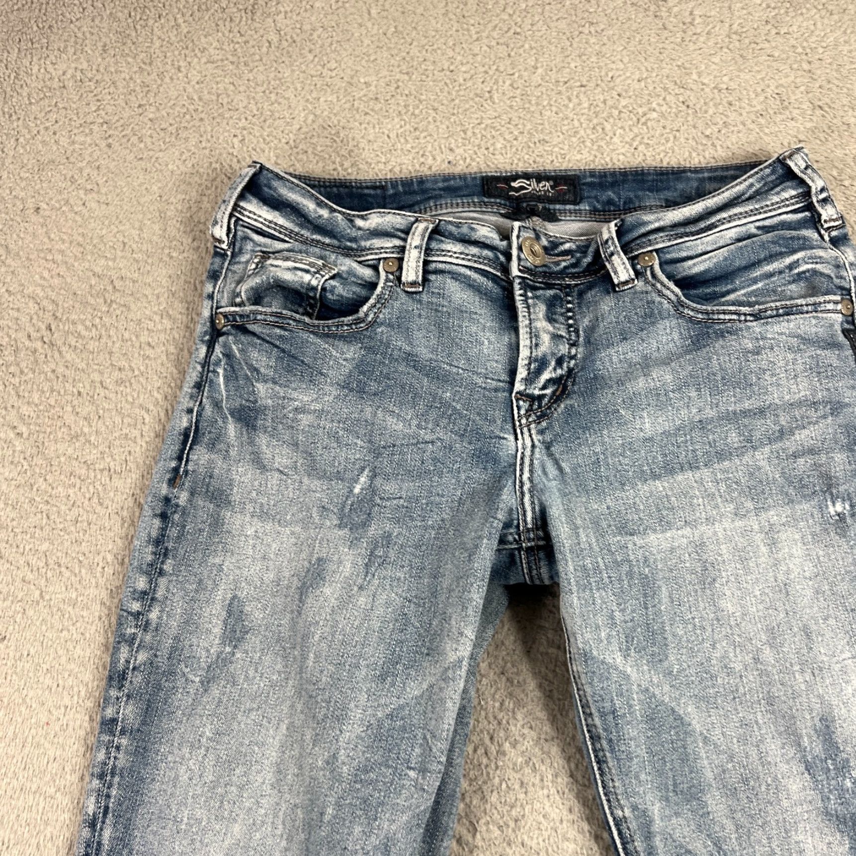 Silver Jeans Co. Silver Jeans Women’s 28 Blue Sam Mid Rise Boyfriend Jeans Light Wash Stretch Denim Size 28" / US 6 / IT 42 - 5 Thumbnail