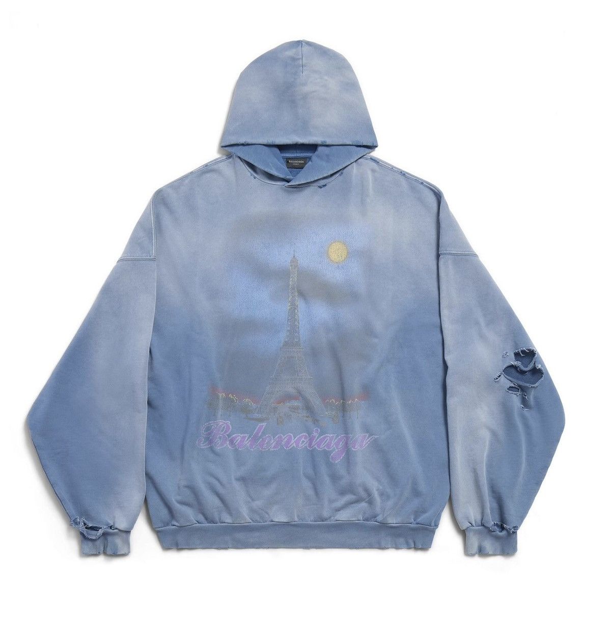 Balenciaga Balenciaga Paris Moon hoodie faded blue Sz2 NEW Size US M / EU 48-50 / 2 - 3 Thumbnail